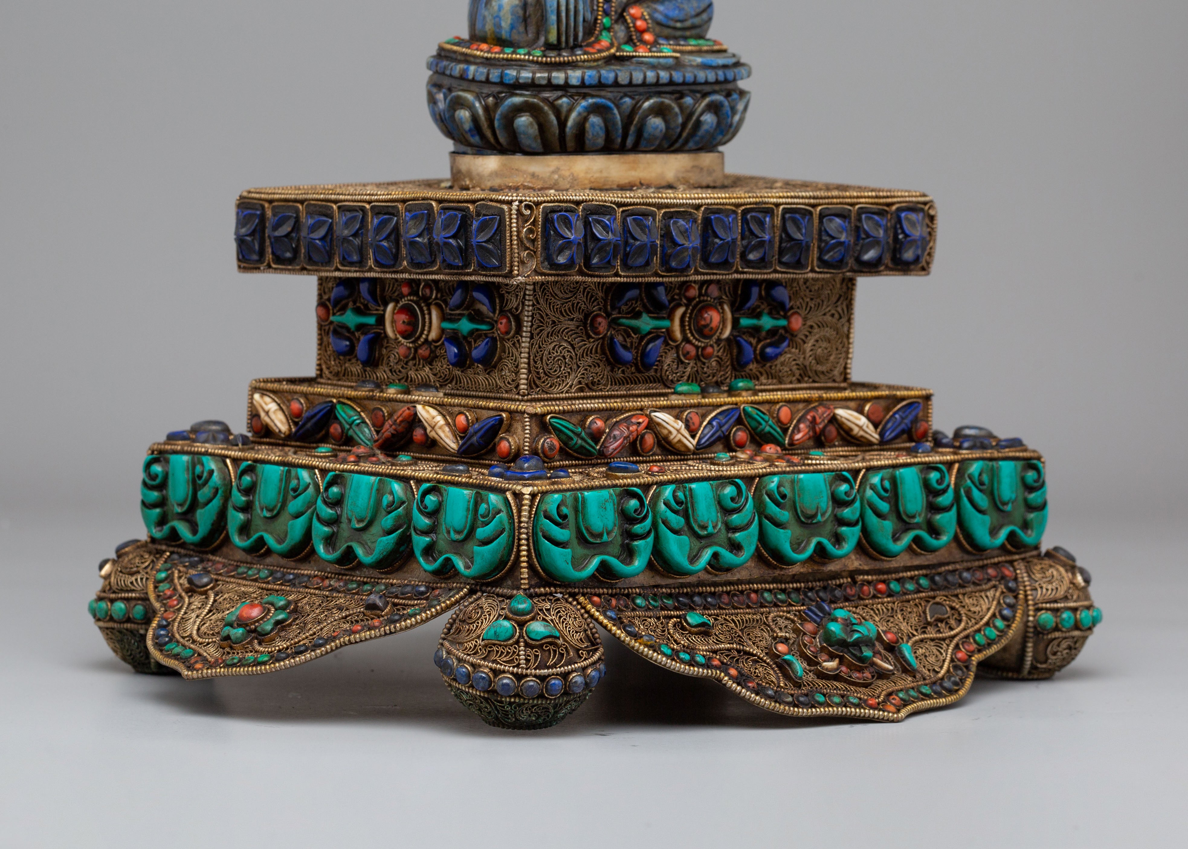 Shakyamuni Buddha on Throne Sculpture | Sacred Tibetan Artwork
