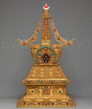 Gold Plated Tibetan Sacred Stupa