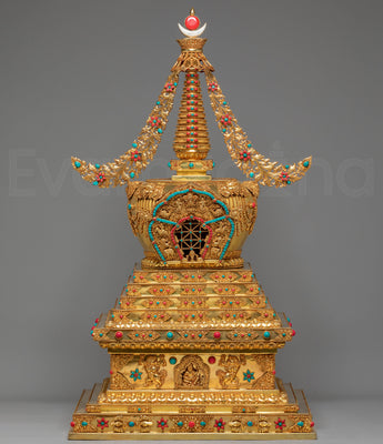 Gold Plated Tibetan Sacred Stupa