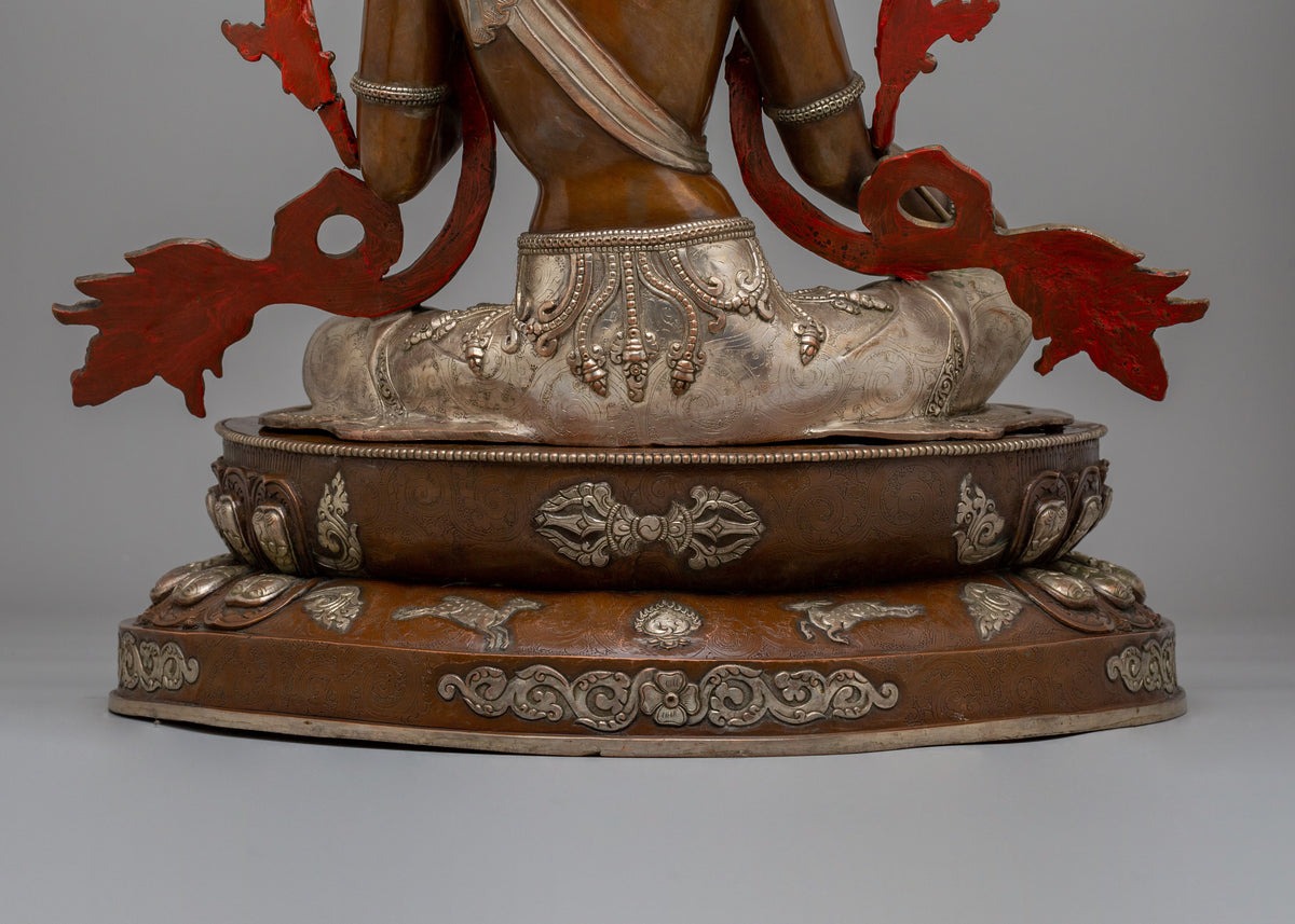Sacred Compassion Green Tara Statue | Oxidized Copper Body