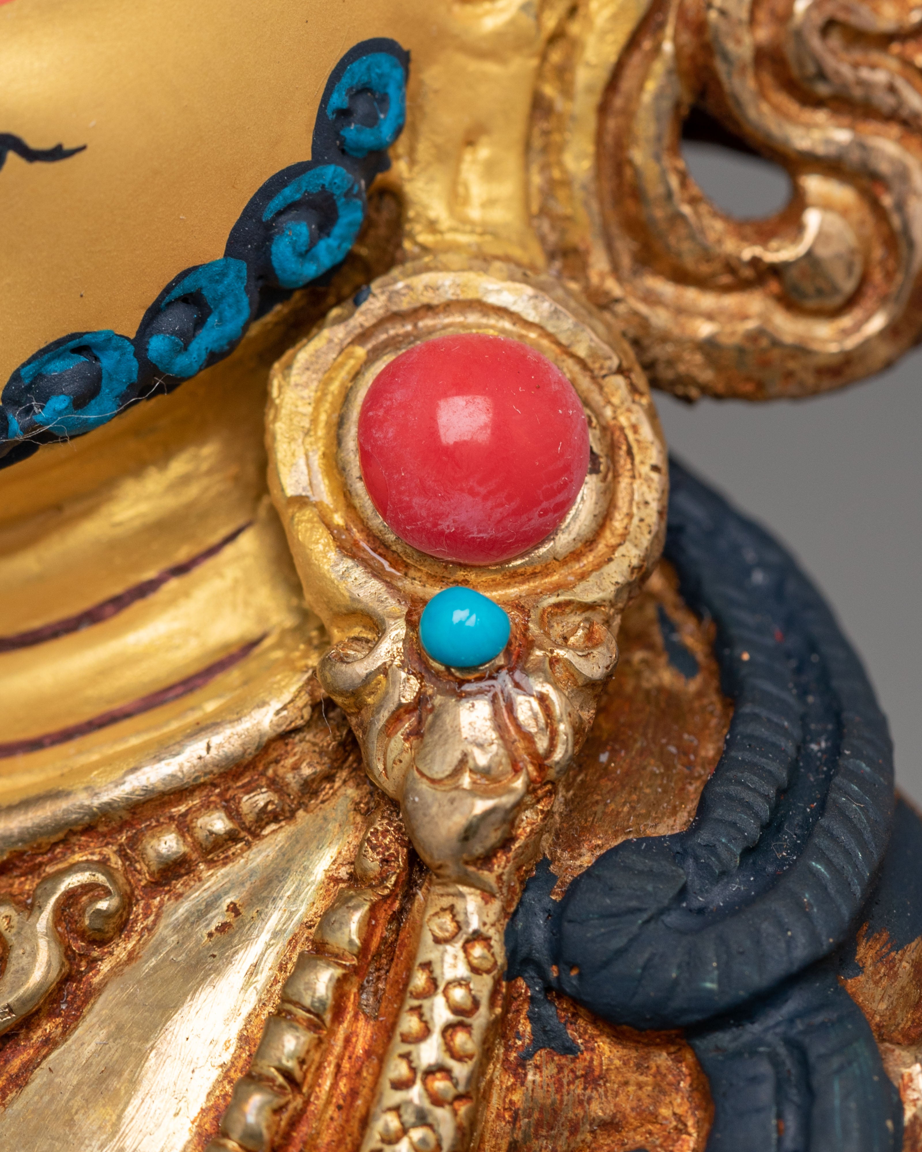 Handcrafted Dzambhala Altar Sculpture | 24K Gold Plated Tibetan Wealth Deity Statue