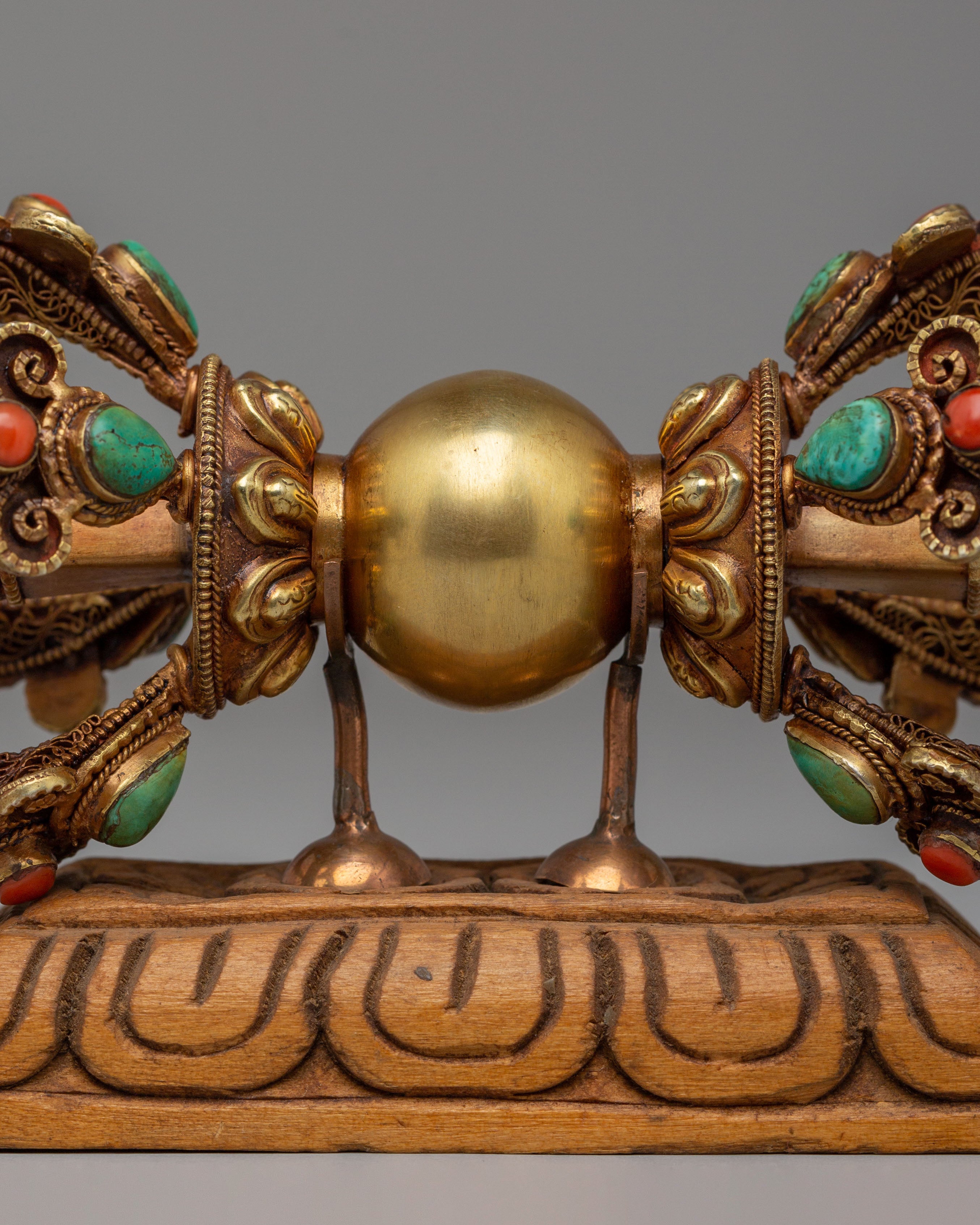 Handmade Buddhist Vajra With Stand | Tibetan Thunderbolt Dorje