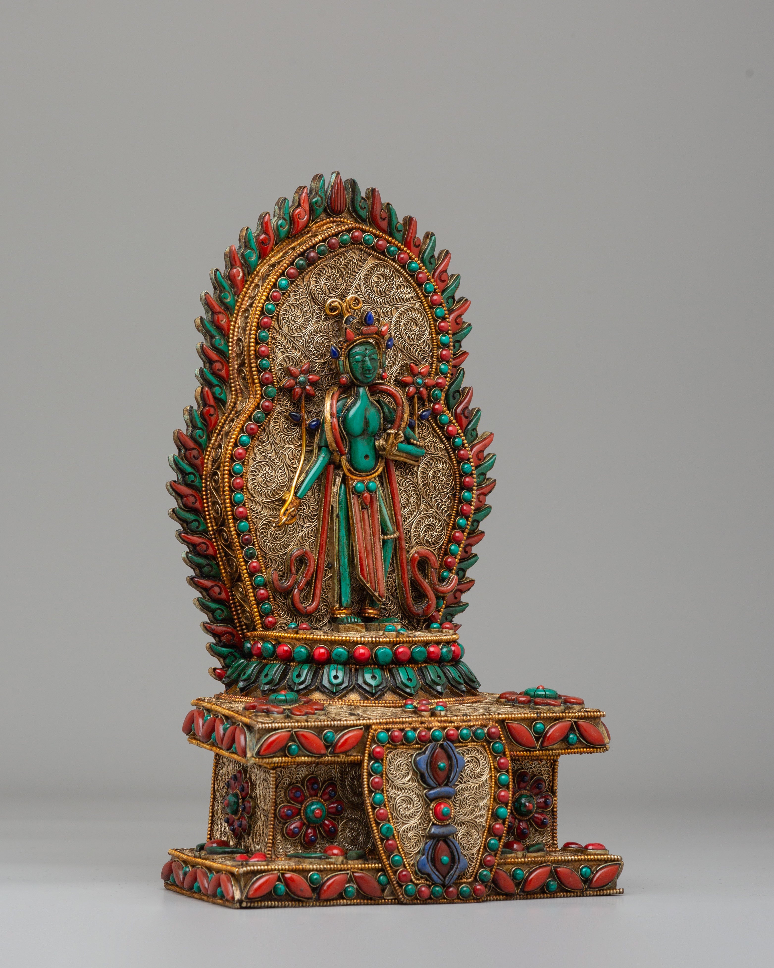 Tibetan Standing Green Tara Statue | Goddess of Compassion and Protection