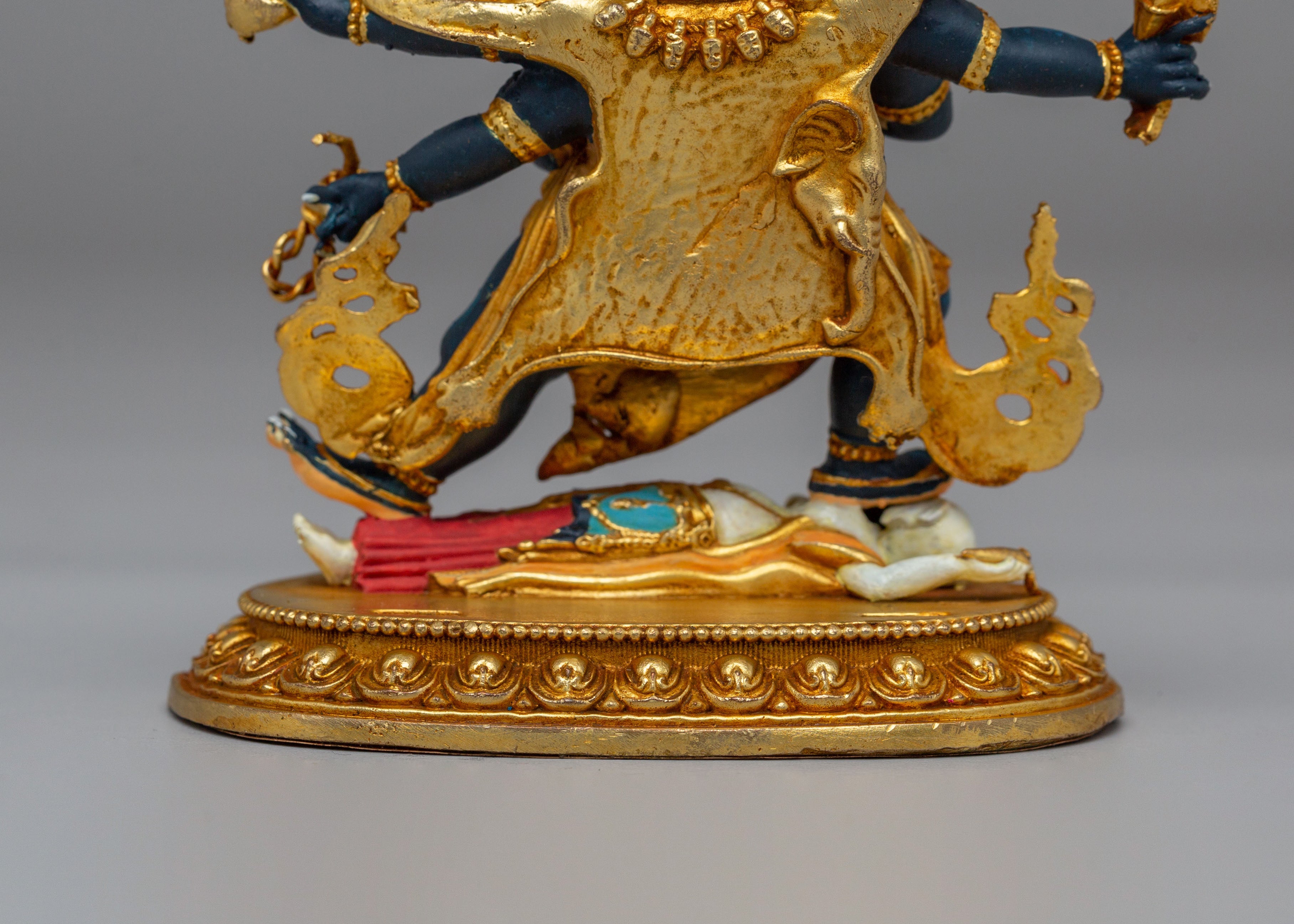 Sacred Six-Armed Mahakala Statue | Traditional Tibetan Buddhist Artwork