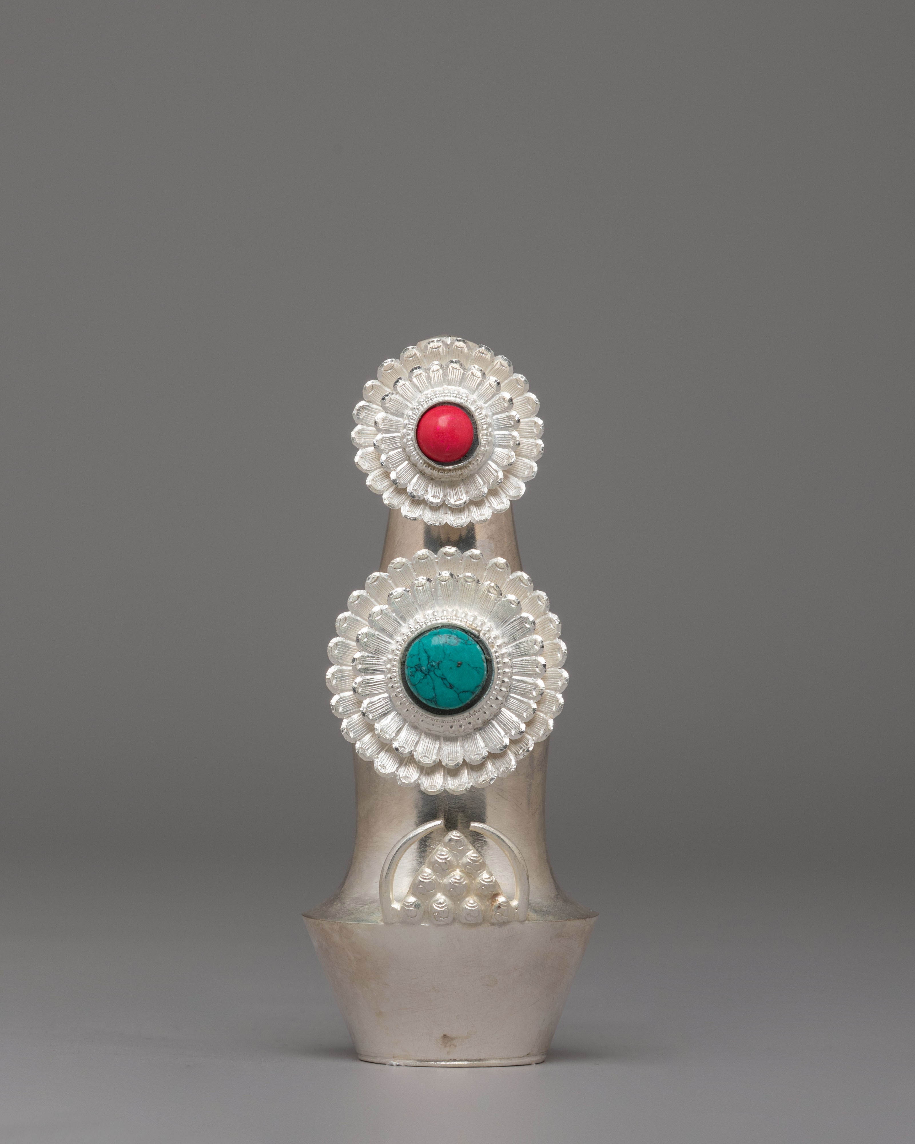 Silver Tibetan Ritual Torma Set | Traditional Buddhist Offerings