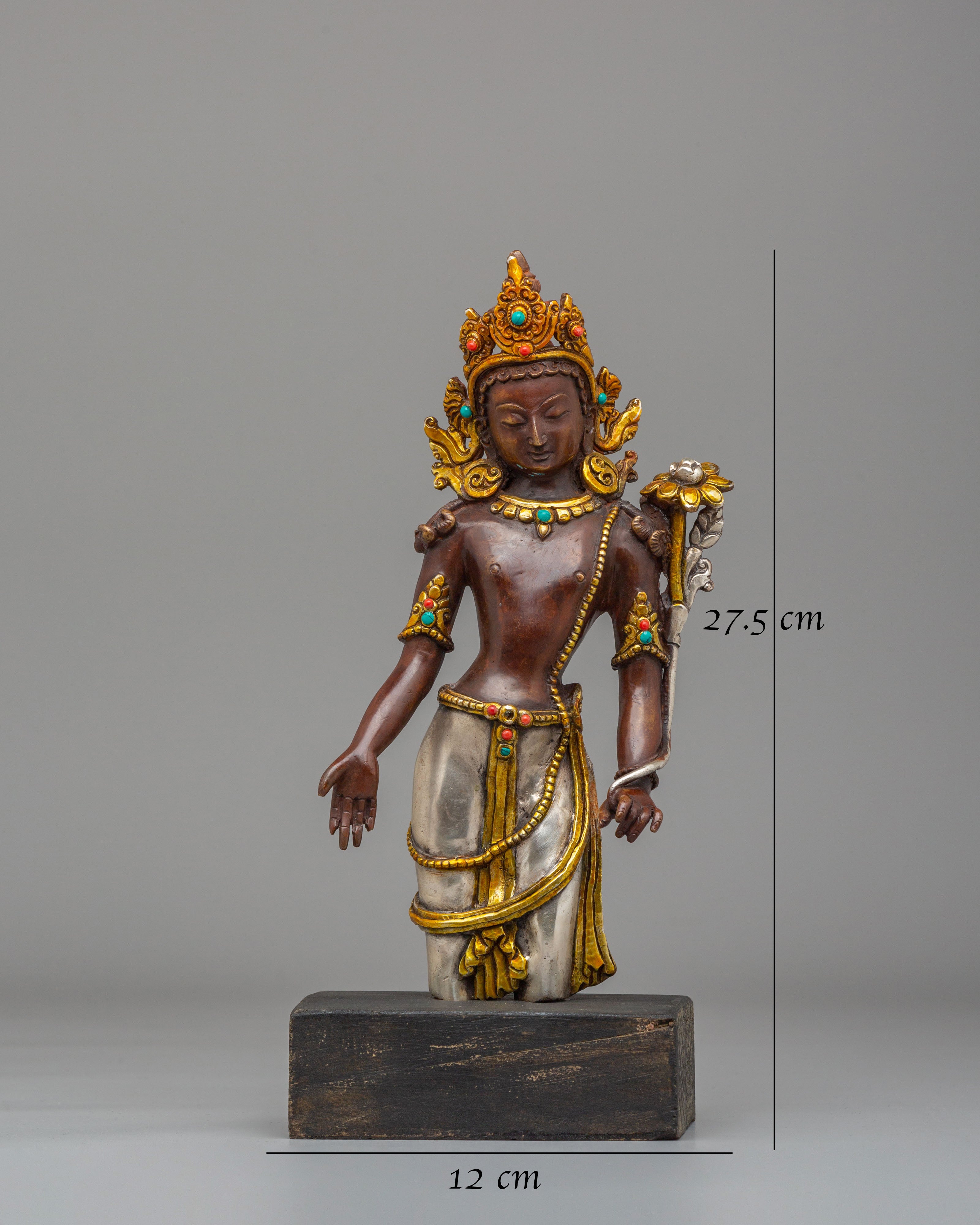 Buddhist Goddess Tara Statue | Oxidized Copper Body with Silver Gold Plating
