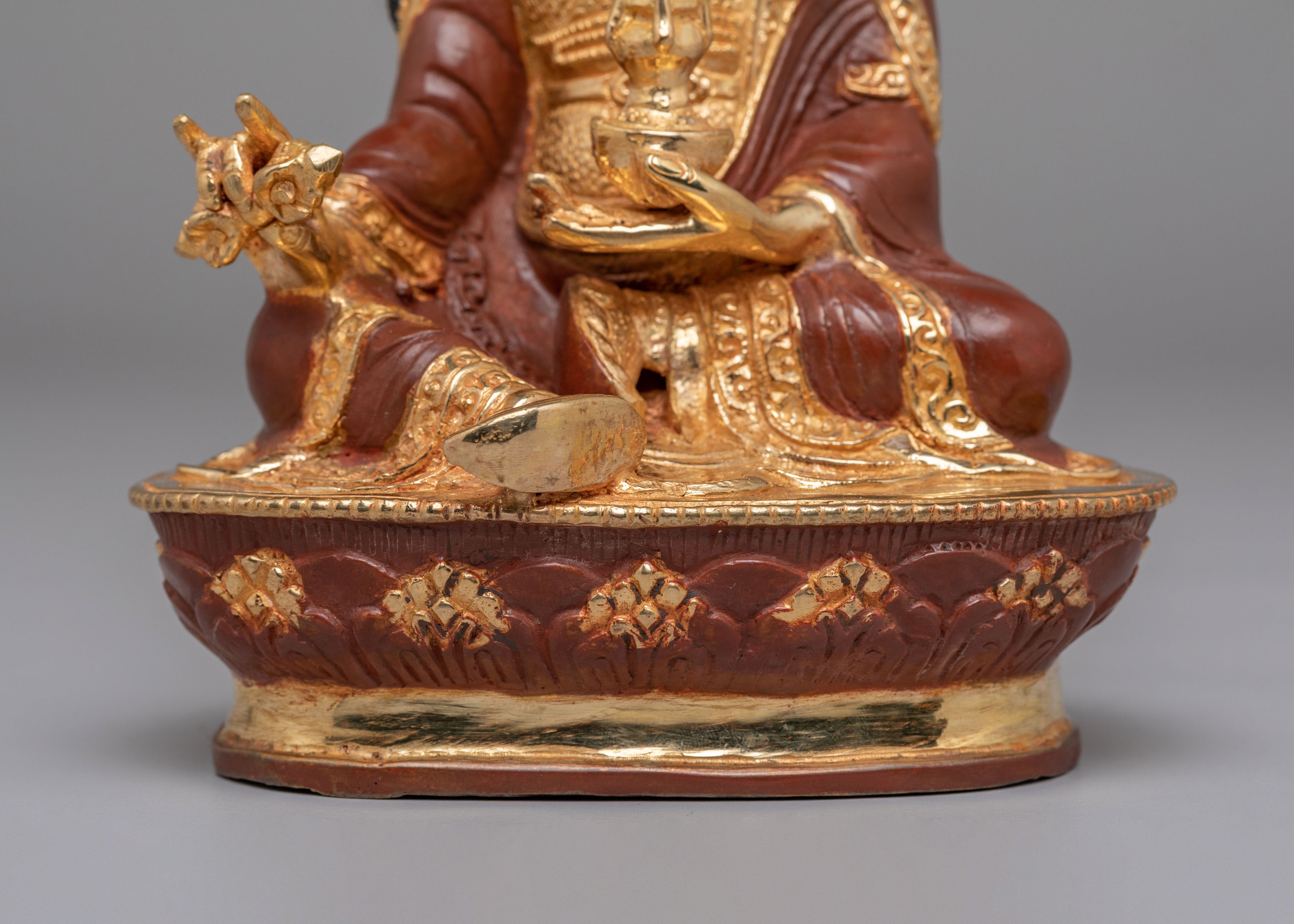 Buddhist Protector Guru Rinpoche Statue | 24K Gold Gilded Tibetan Art