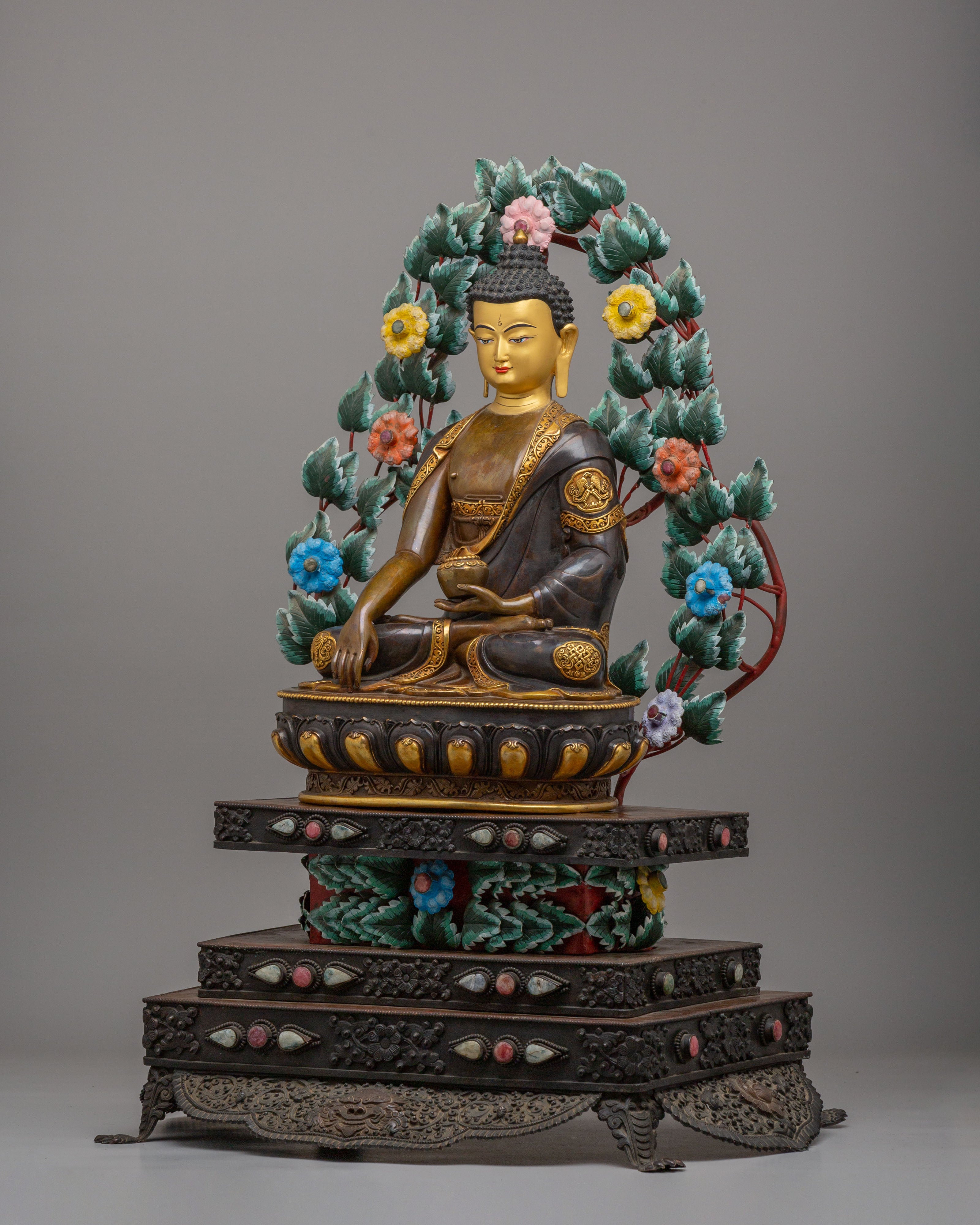 Tibetan Shakyamuni Buddha Throne Sculpture | Symbol of Peace and Enlightenment