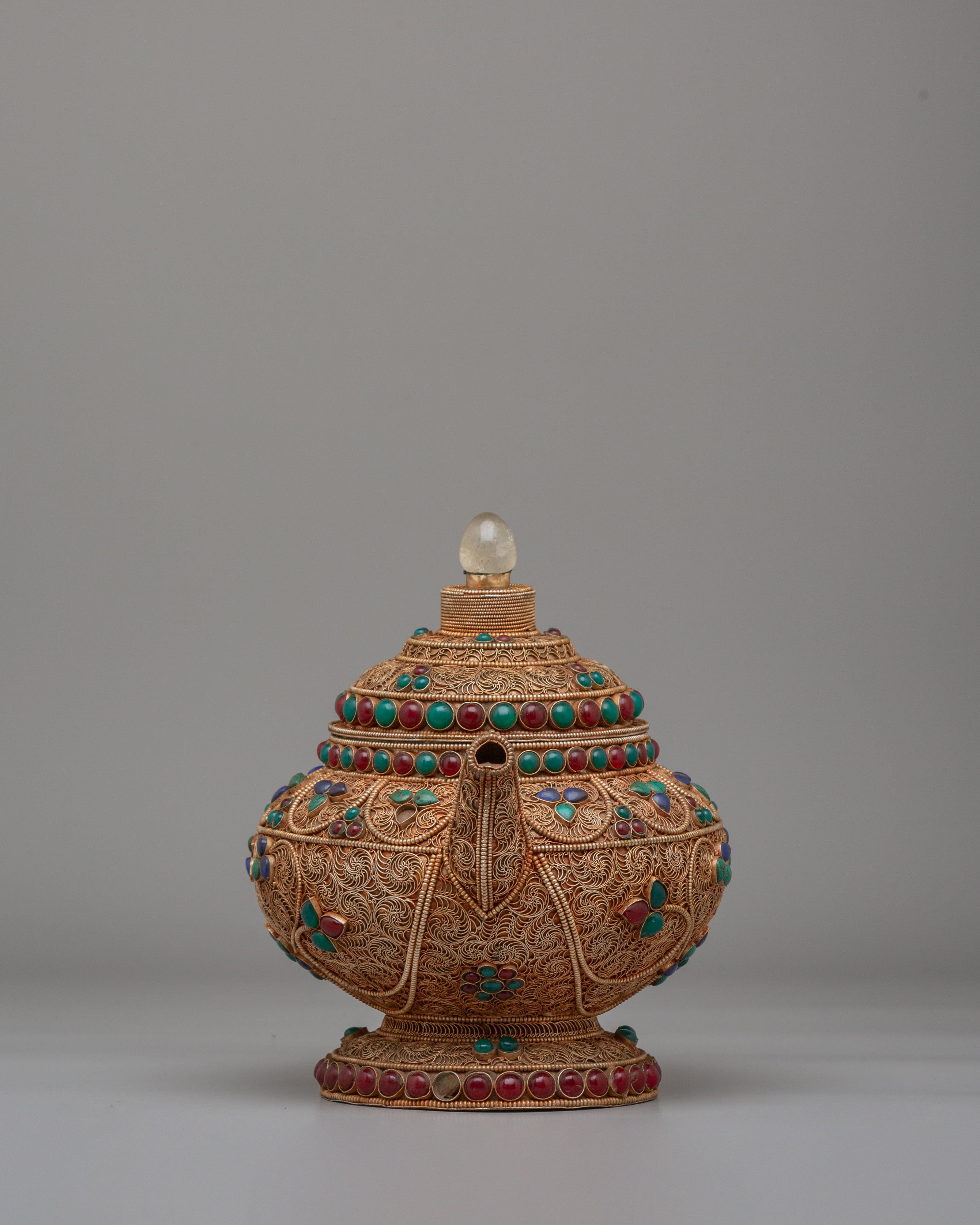Handcrafted Filigree Tea Pot | Tibetan Tea Pot with Decorative Design