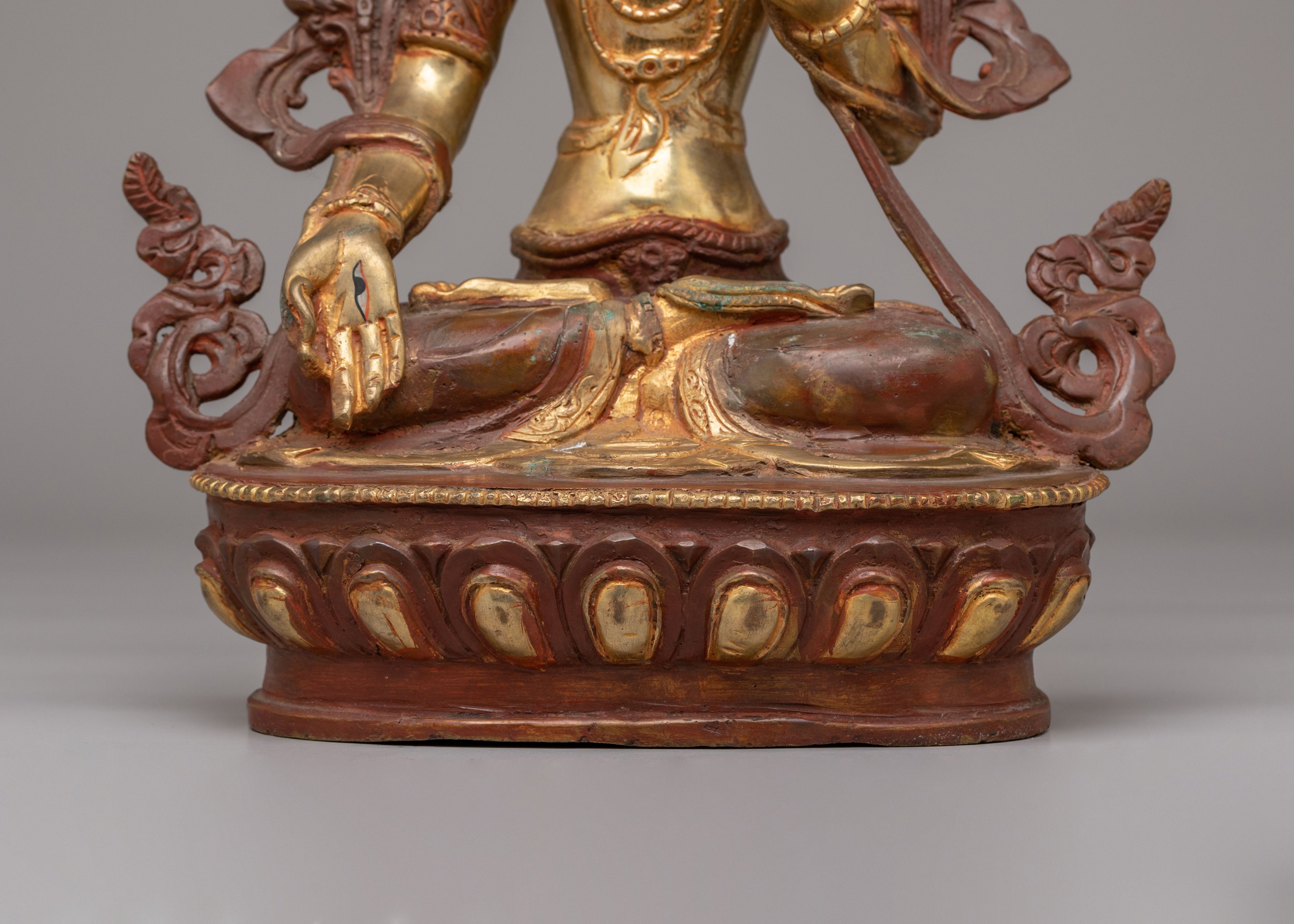 Sacred White Tara Sculpture | Mercury Gold-Plated Copper Buddhist Goddess
