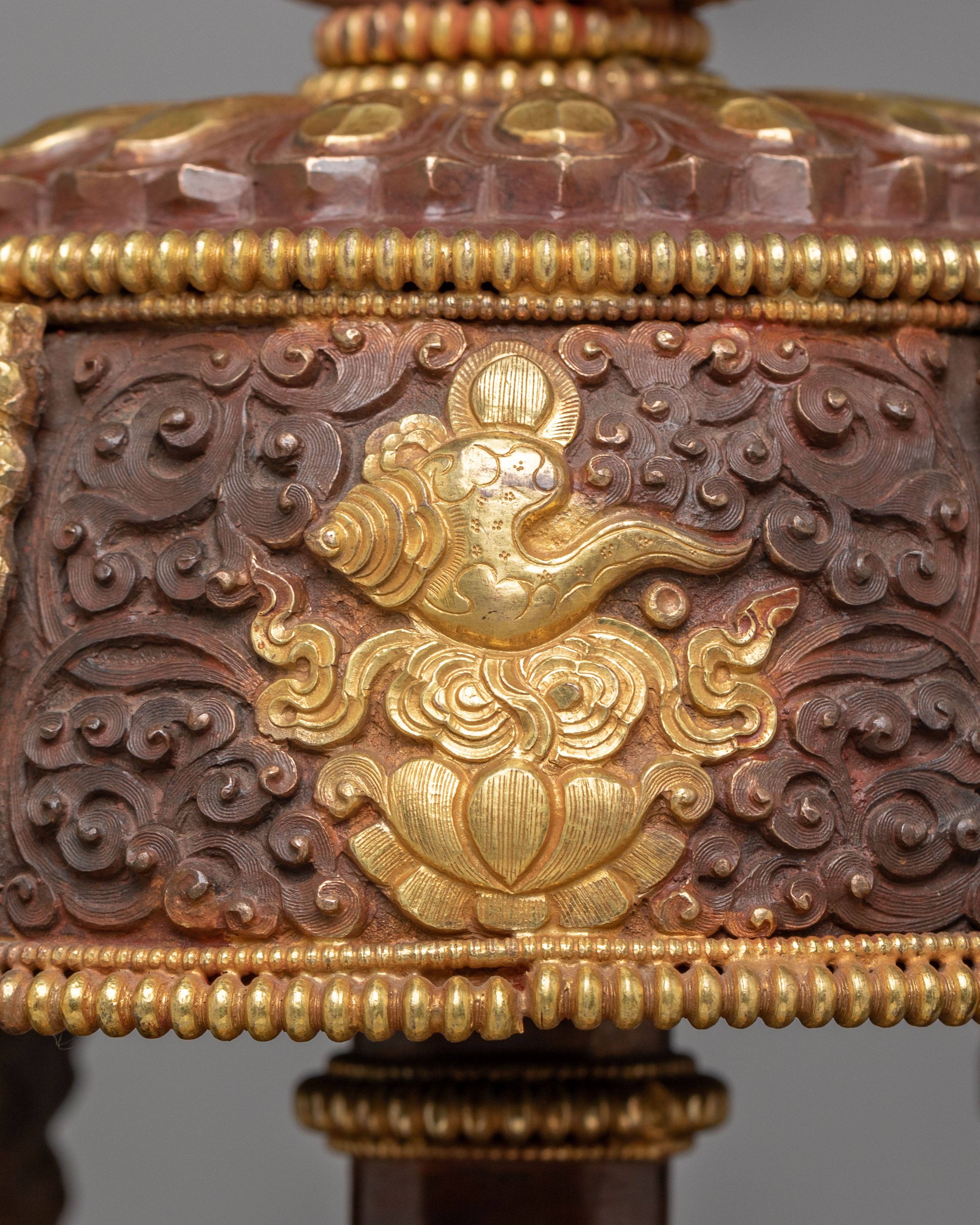 Himalayan Sacred Long Life Vessel | Gold Plated Copper Buddhist Ritual Vessel
