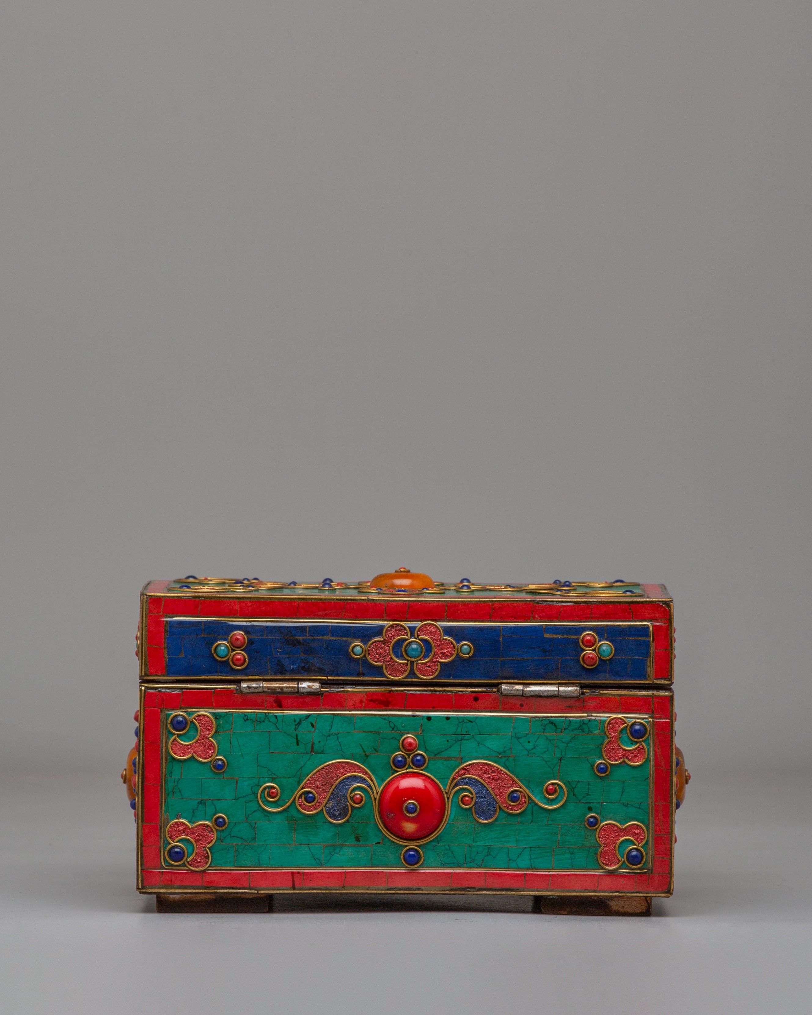 Himalayan Jewellery Storage Box | Gemstone Decorated Wooden Treasure Chest