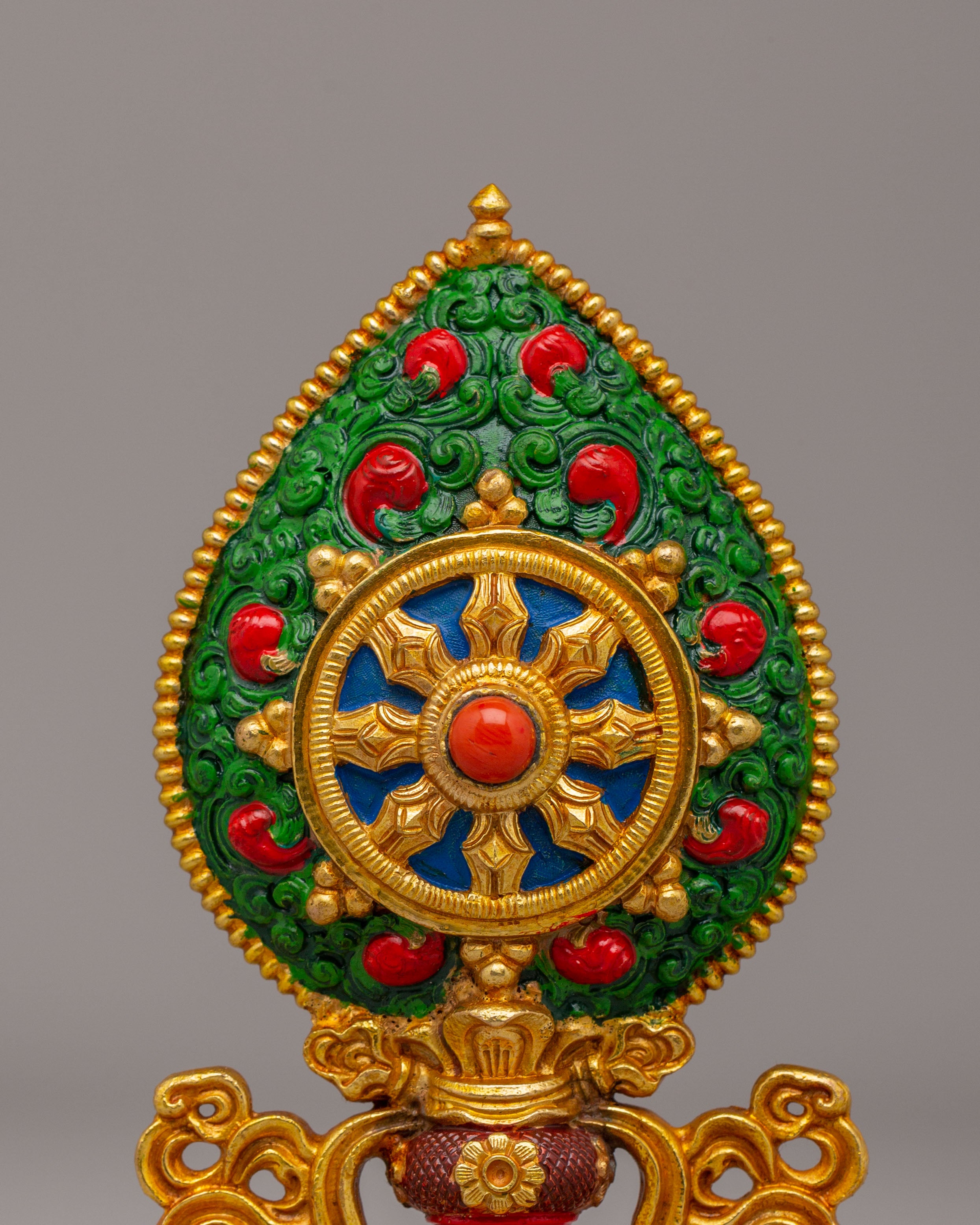 Tibetan Dharma Wheel For Altar | Sacred Symbol of Enlightenment