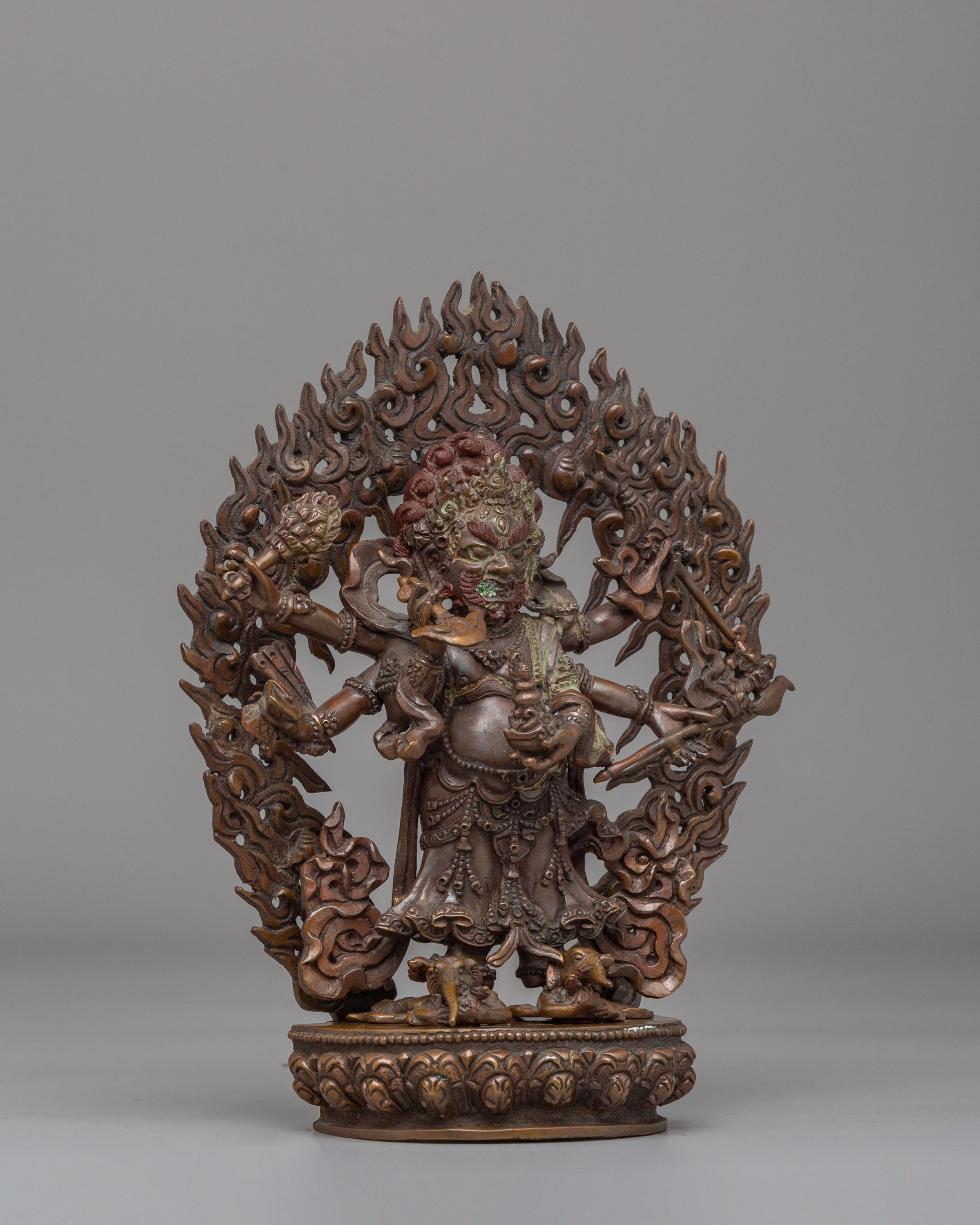 Traditional White Mahakala Statue | Himalayan Handmade Art
