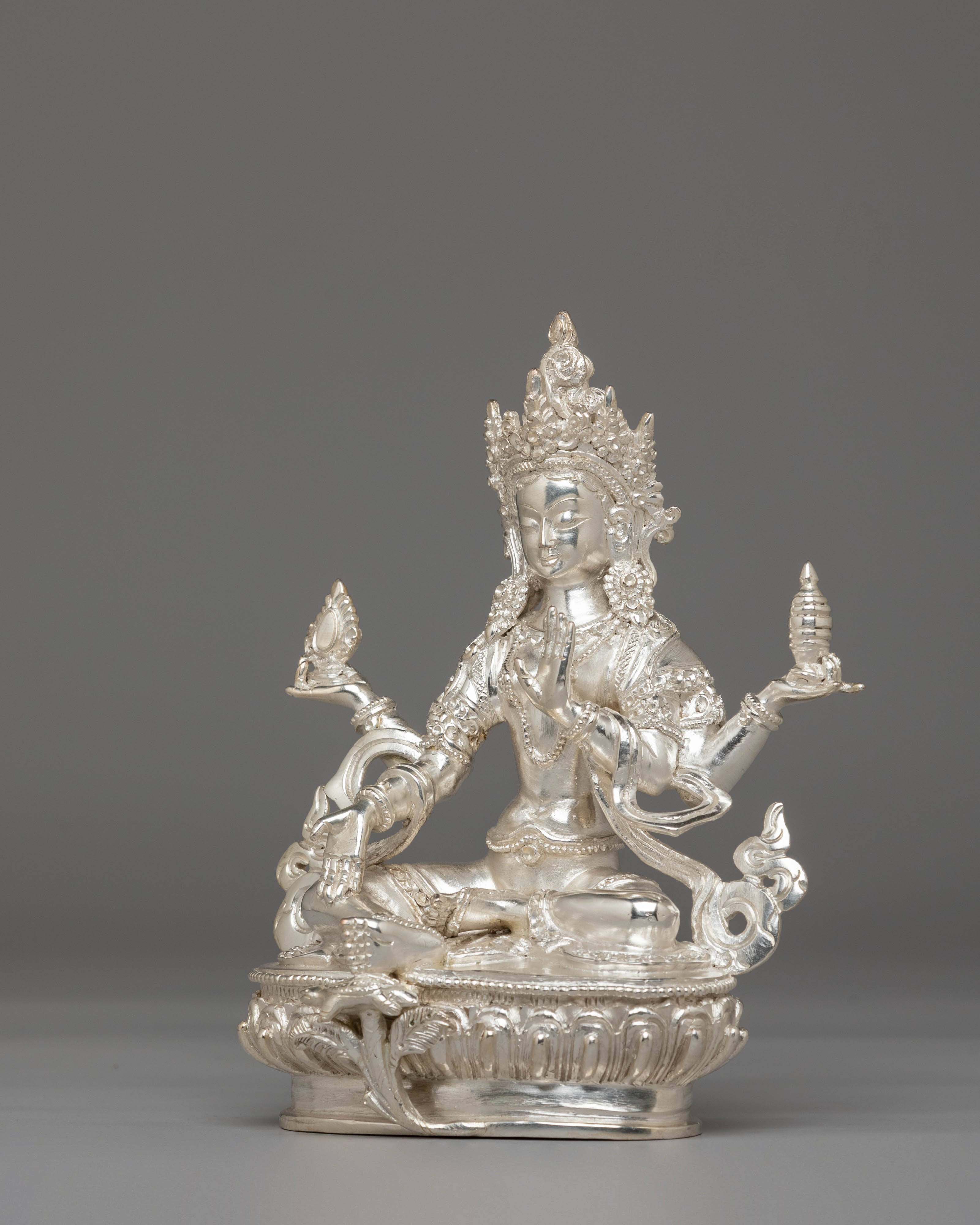 Handcrafted Silver Hindu Deity Laxmi | The Goddess of Wealth