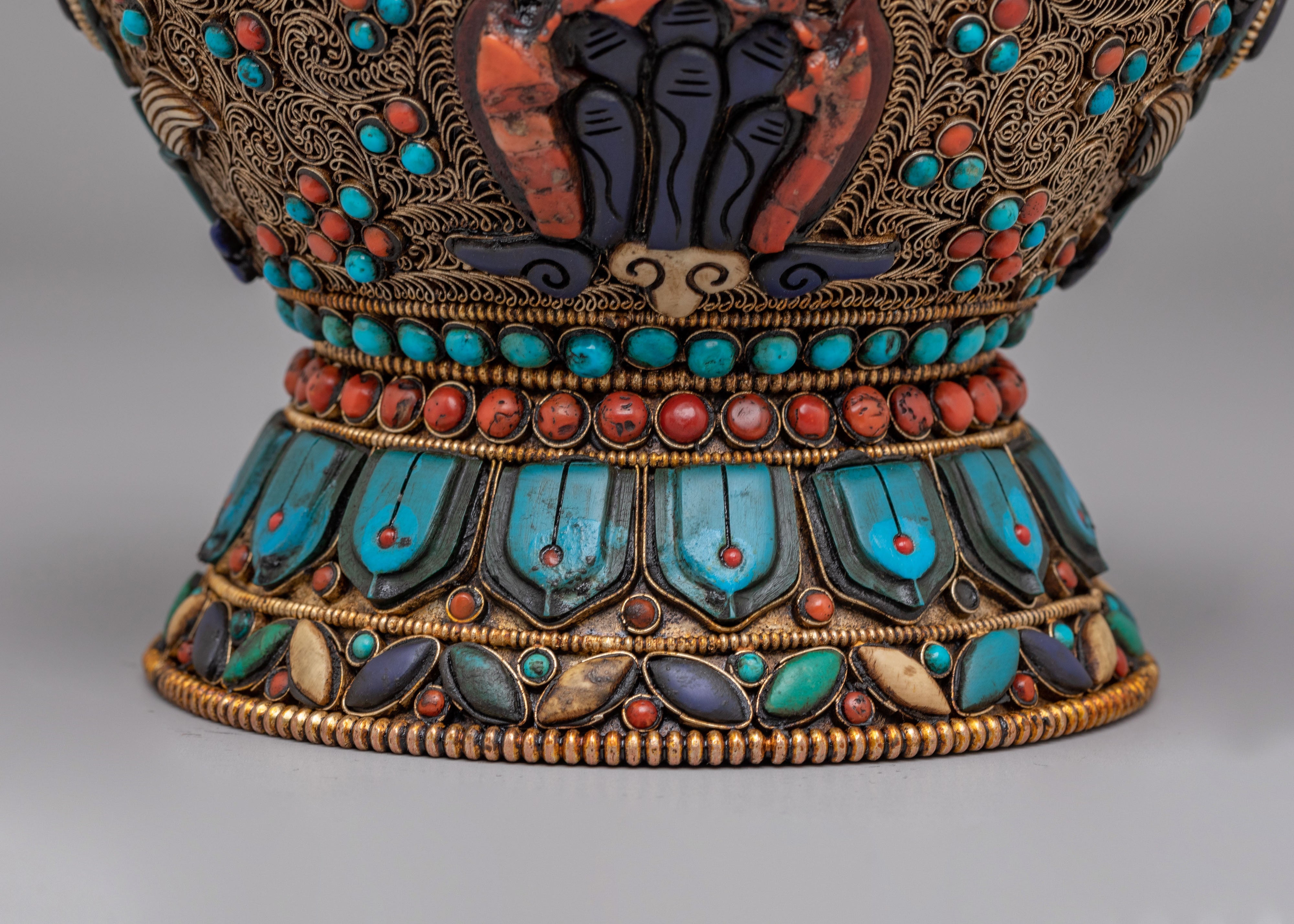 Traditional Tibetan Offering Rice Pot | A Sacred Vessel for Ritual Use