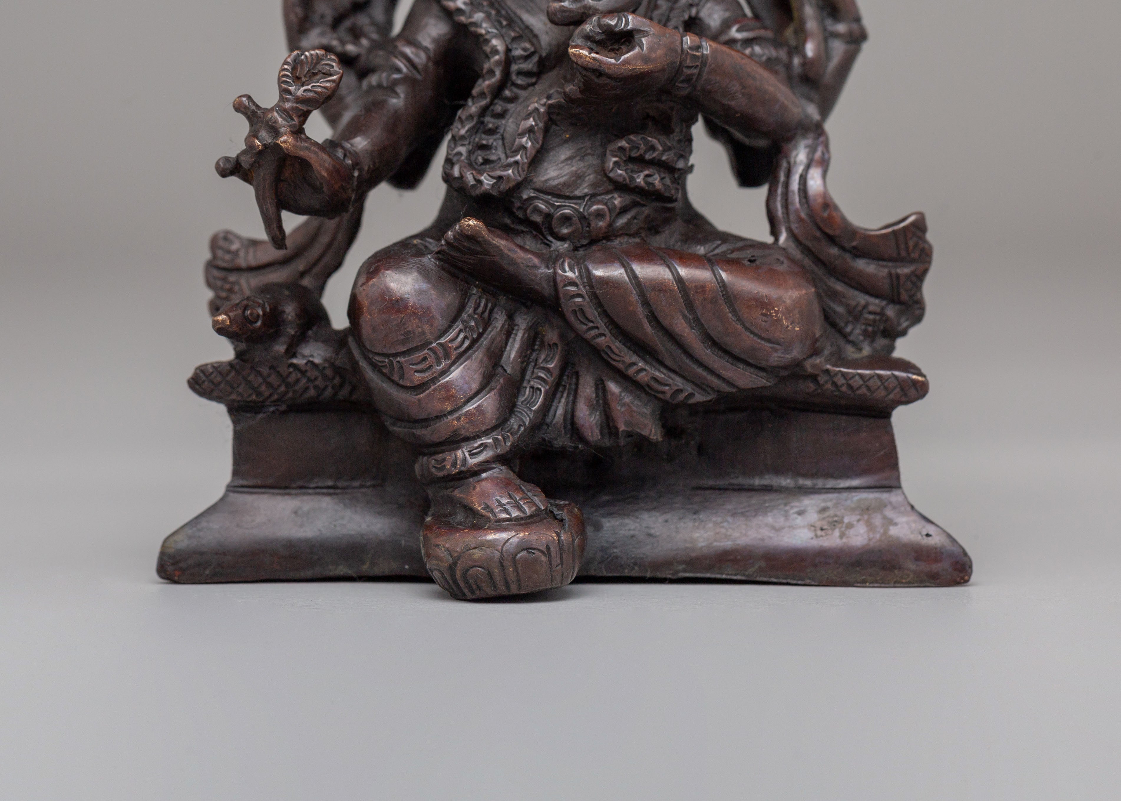 Traditional Ganesh Sculpture | Oxidized Copper Hindu Deity