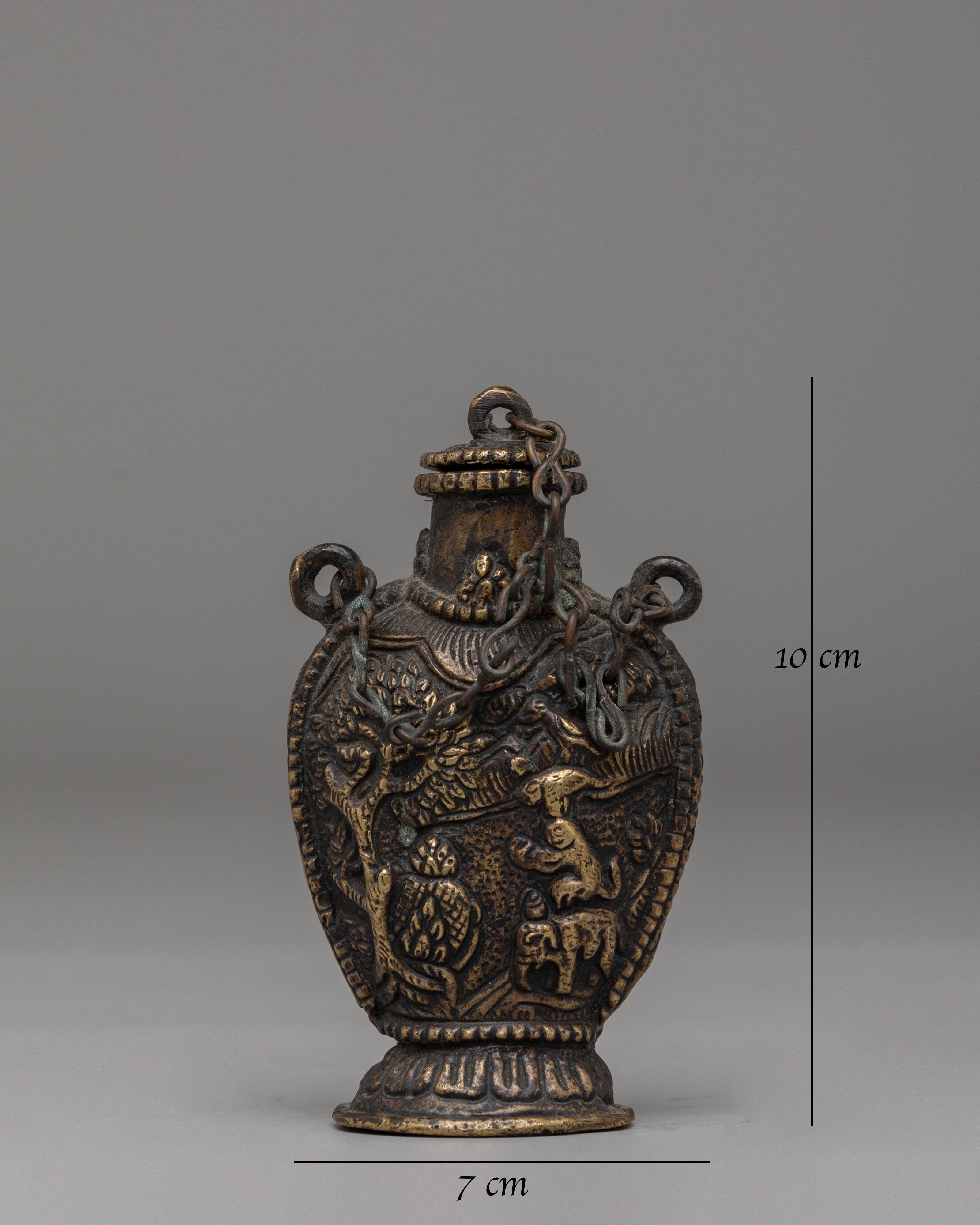 Buddhist Four Harmonious Friends Snuff Pot | Symbolizing Unity and Friendship
