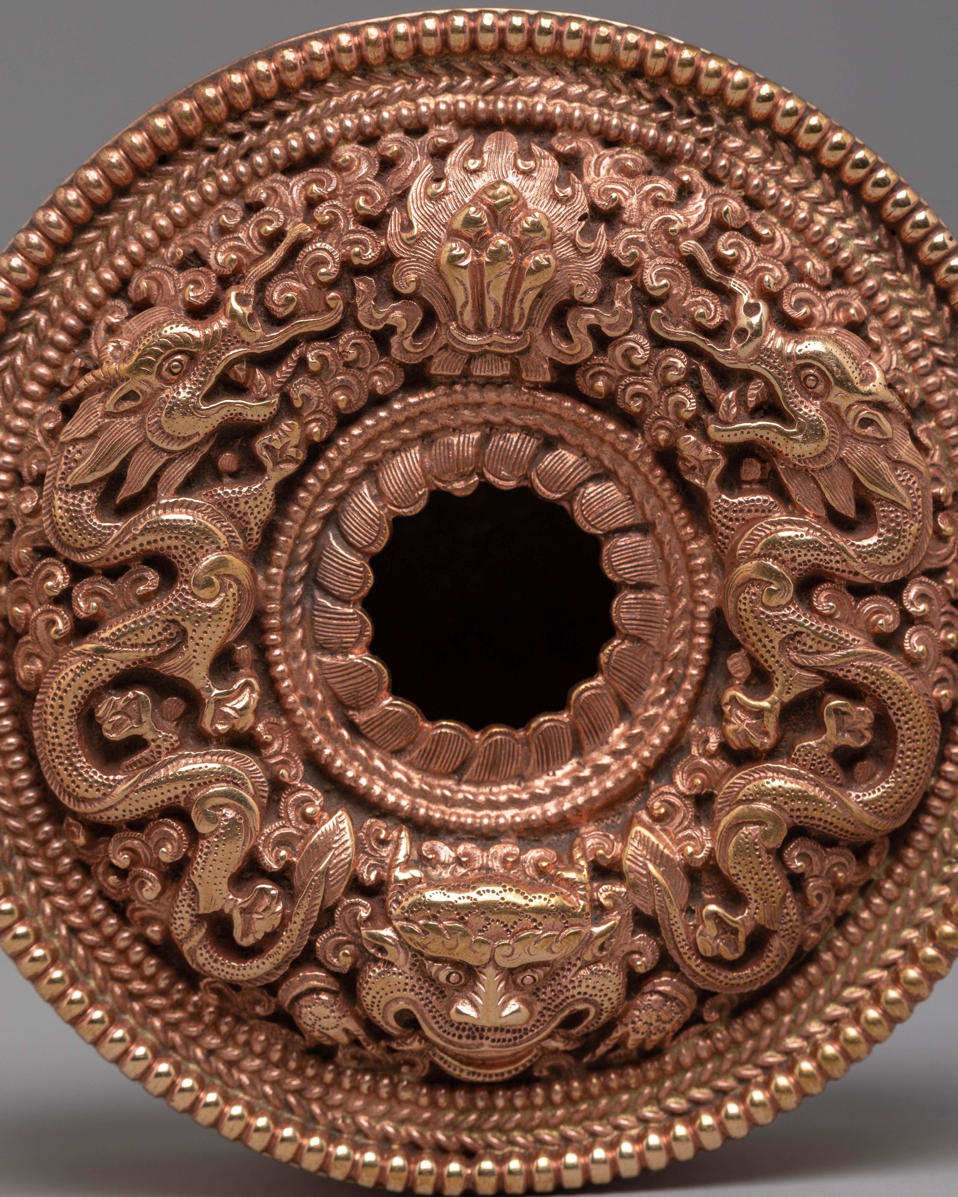Handmade Buddhist Copper Ghau Box | Symbol of Protection