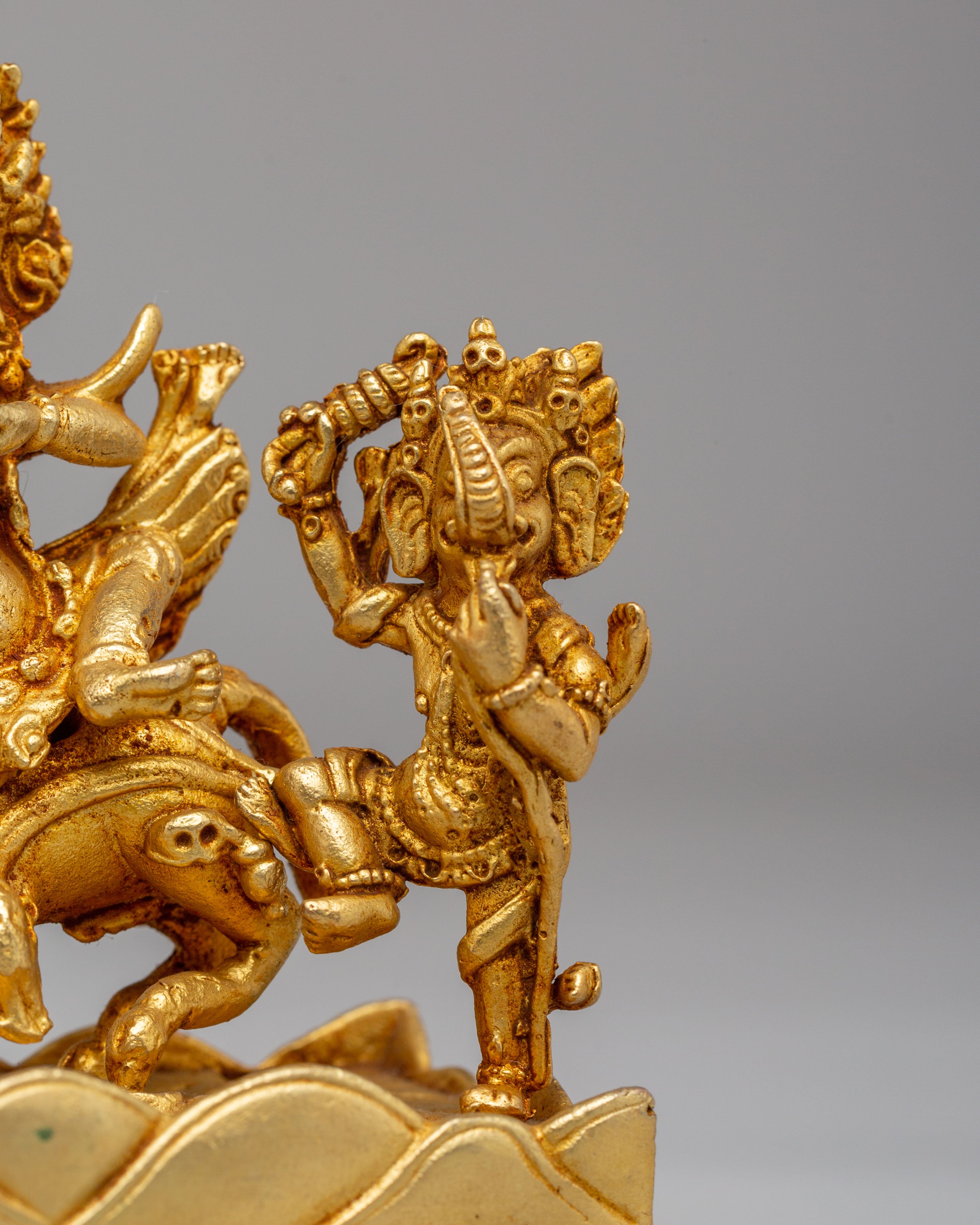 Tibetan Palden Lhamo Statue | Handcrafted Gold Plated Copper Art