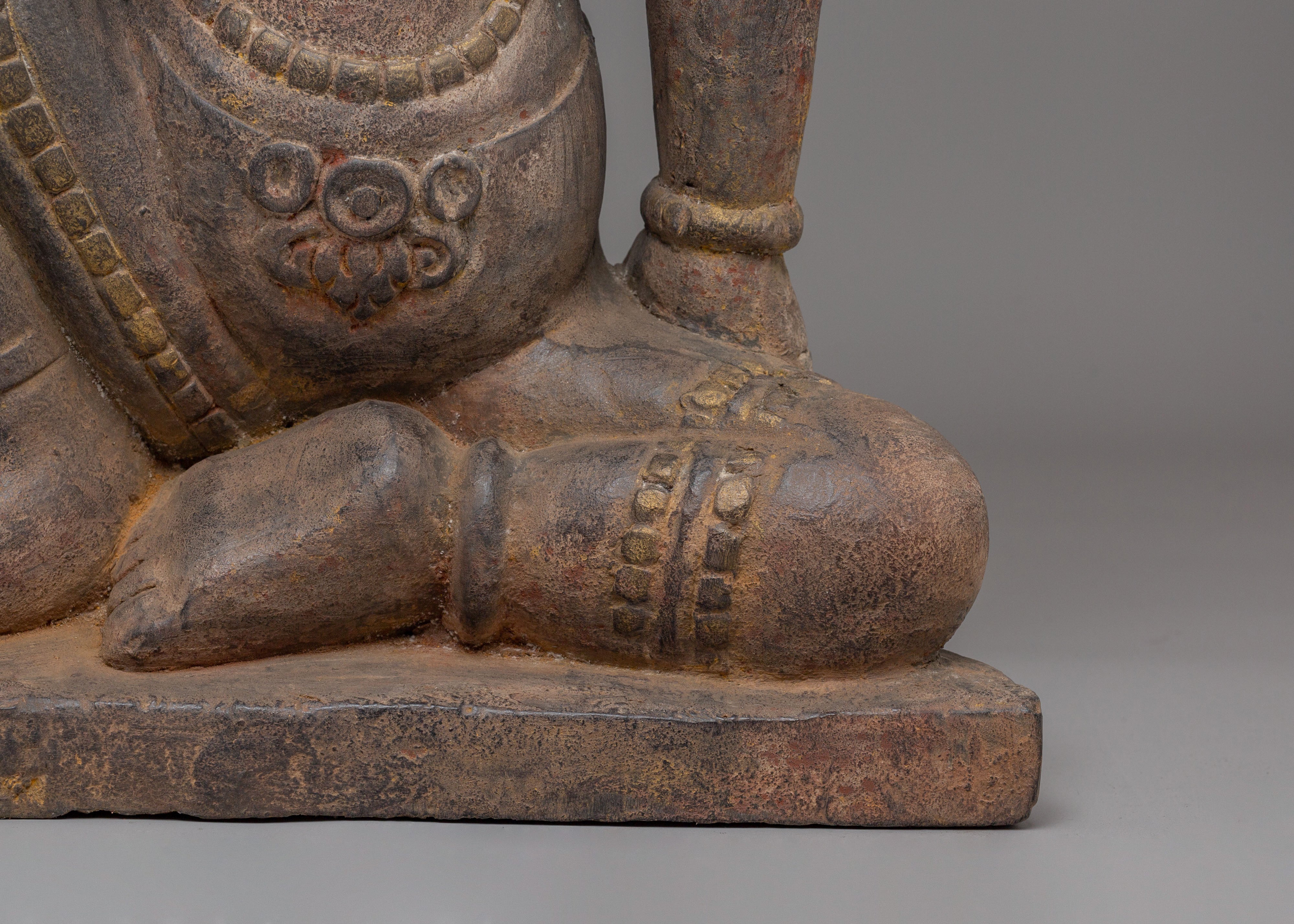 Handcrafted Indra Statue | Wooden Hindu God Sculpture