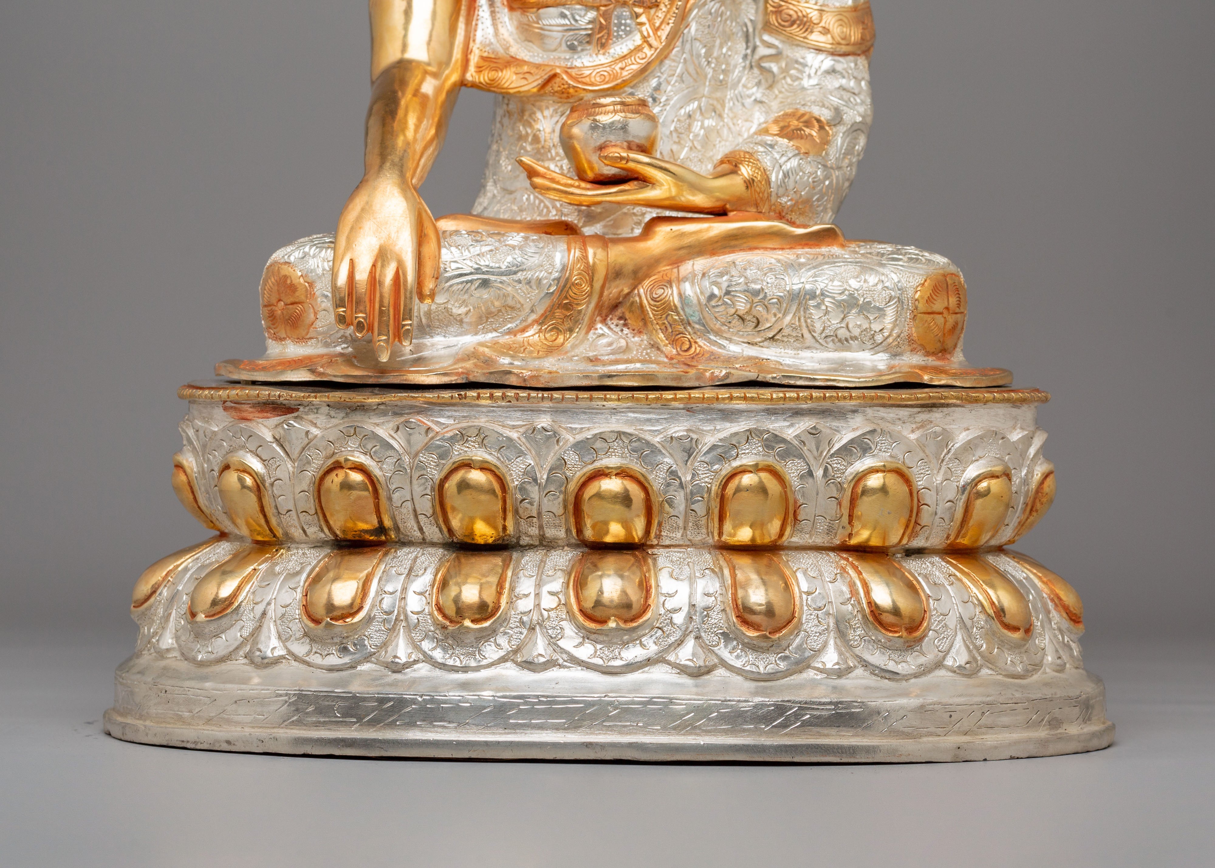 Buddhist Crown Shakyamuni Buddha Statue | Handcrafted Tibetan Deity Sculpture