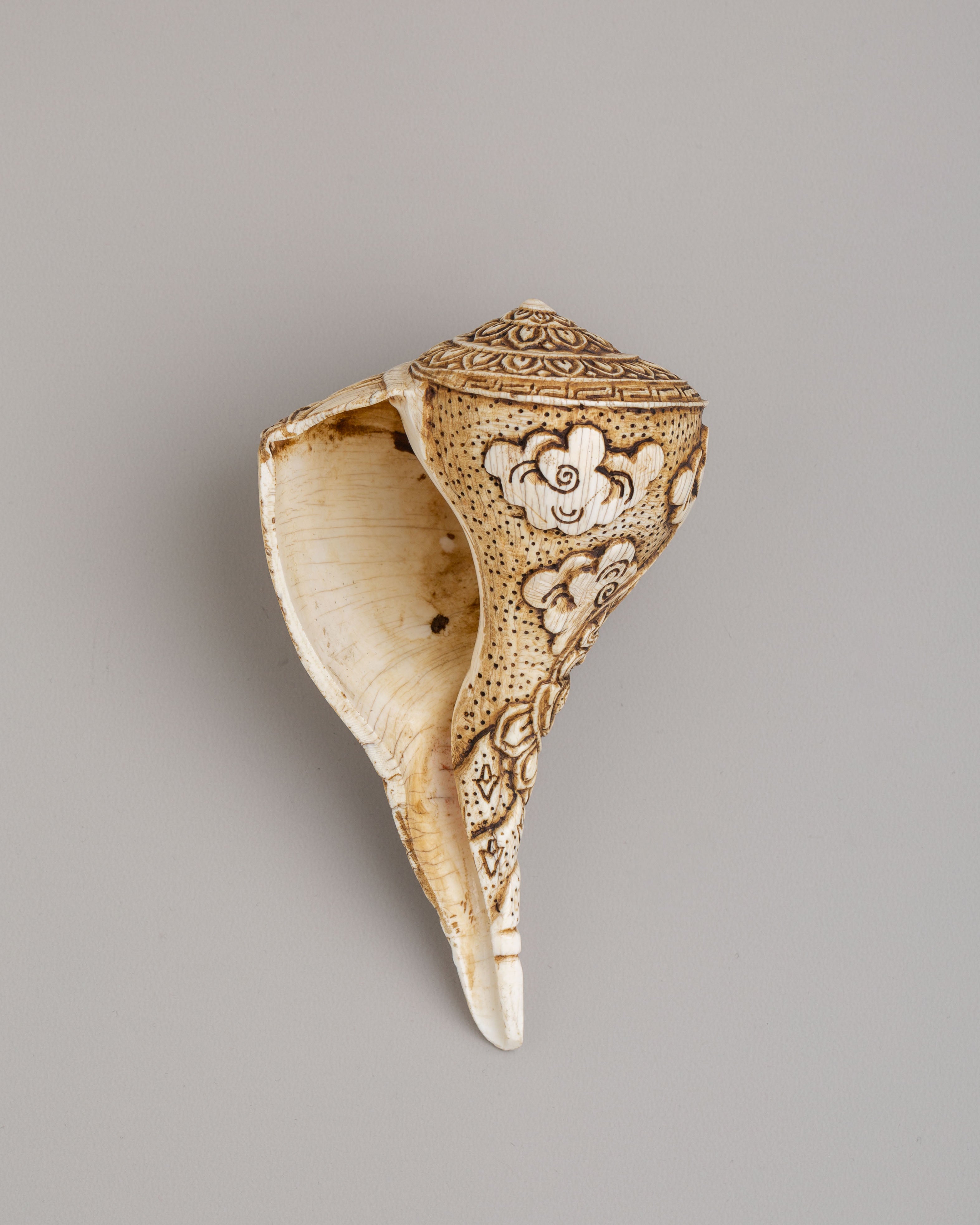 Handmade Conch With Deity Design | Unique Tibetan Artifact
