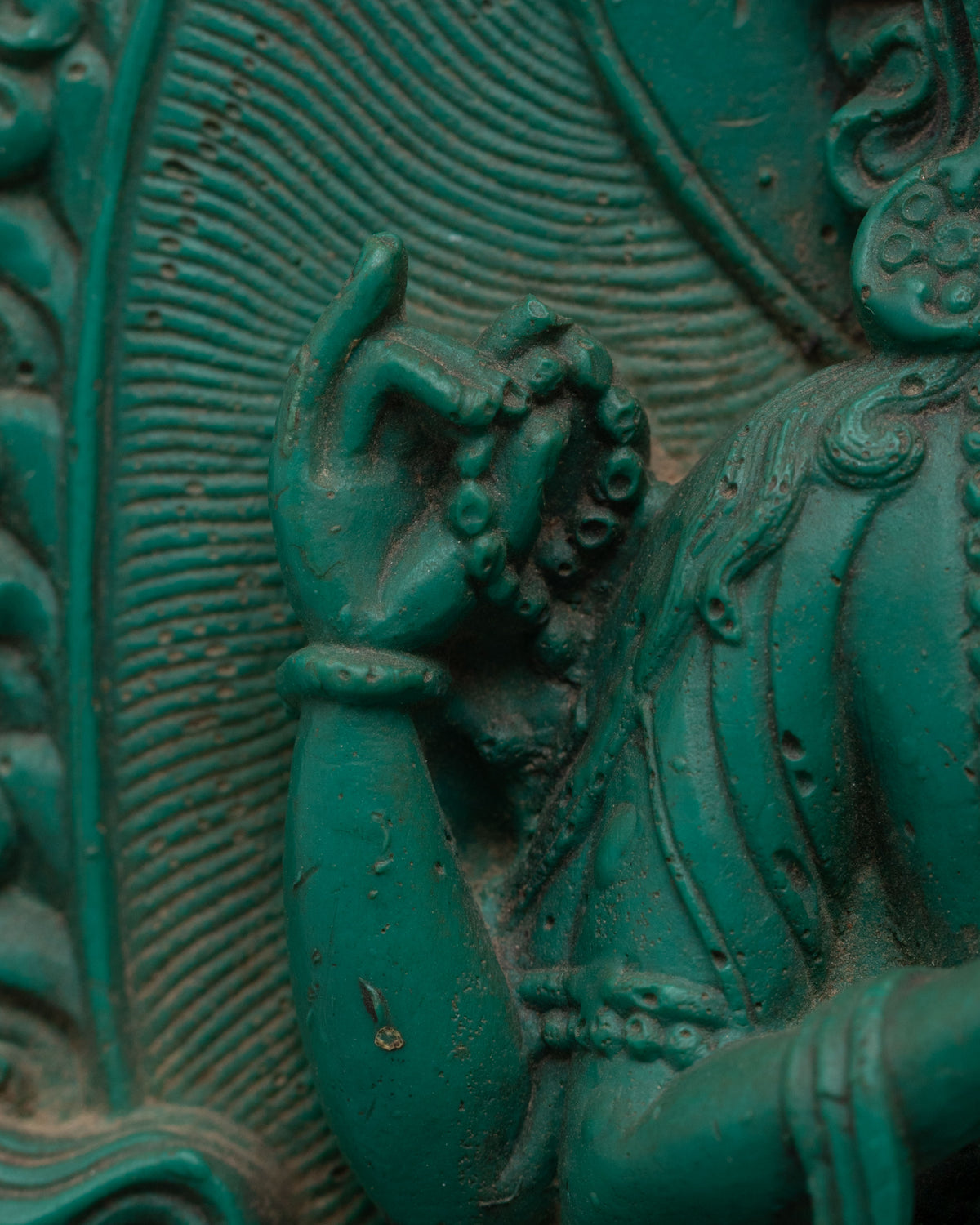 Tibetan Avalokiteshvara Statue | Compressed Turquoise Buddhist Compassion Sculpture