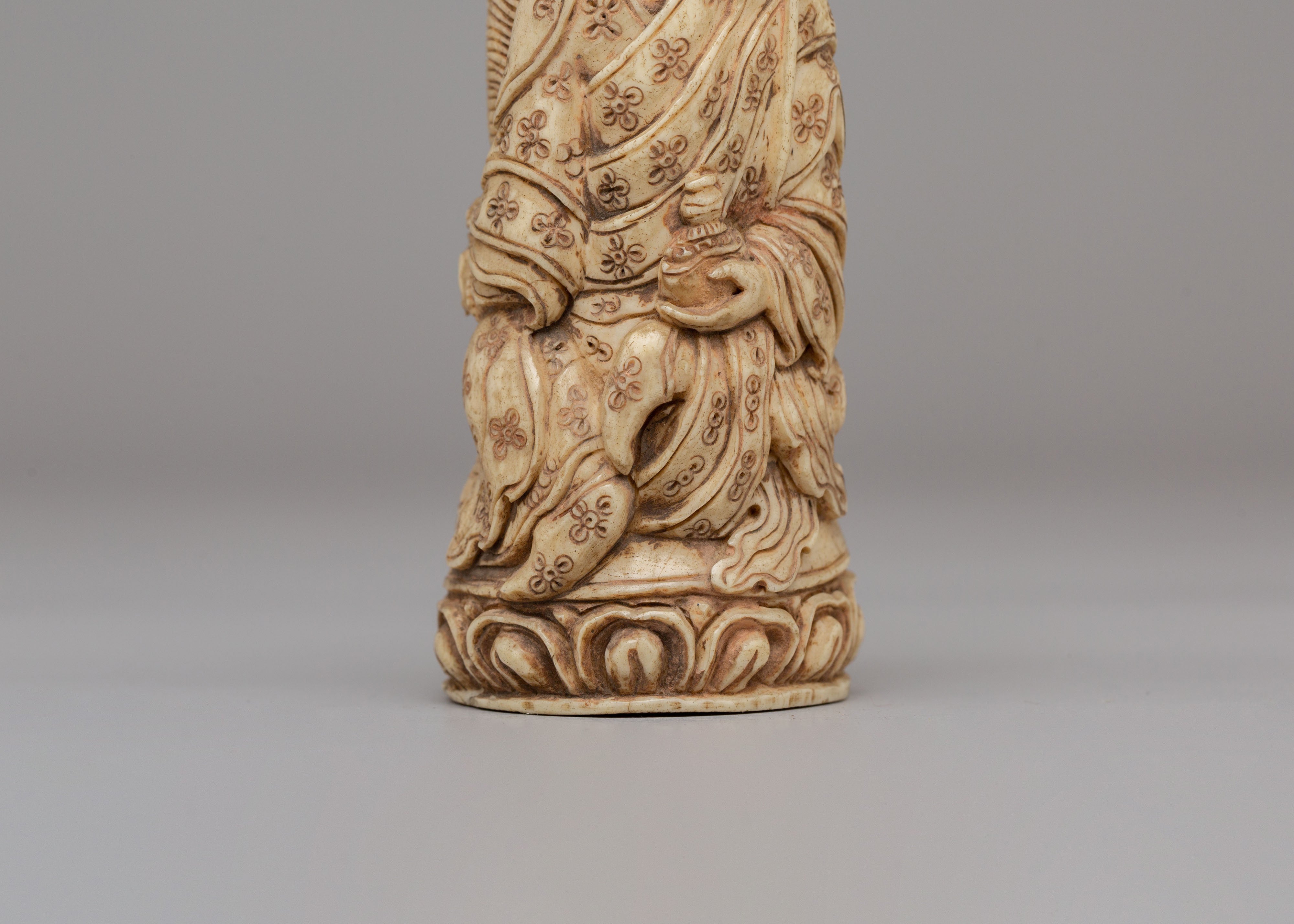 Traditional Guru Rinpoche Bone Sculpture | Spiritual Decor
