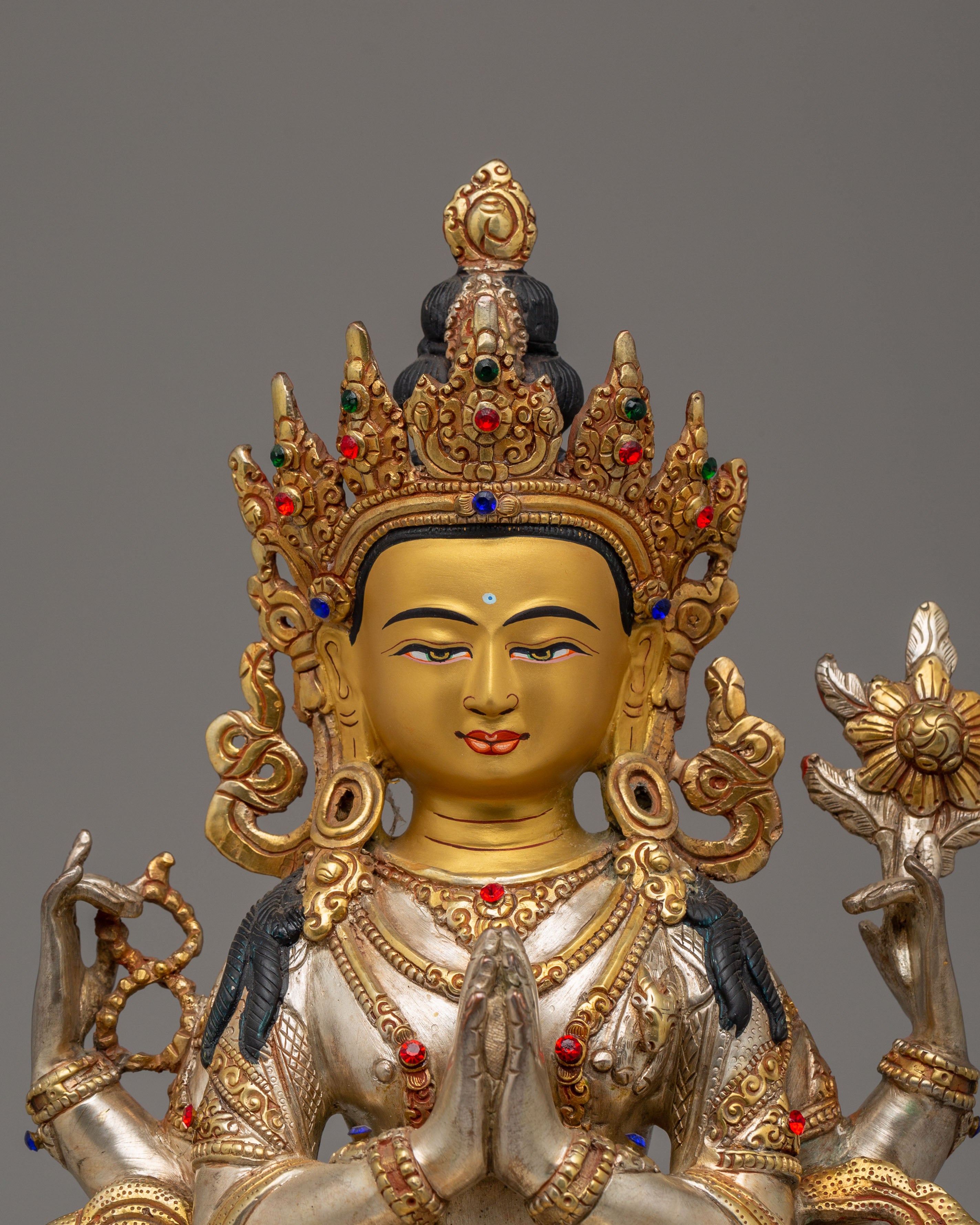 Spiritual Bodhisattva Chenrezig Statue | Tibetan Avalokiteshvara Figurine