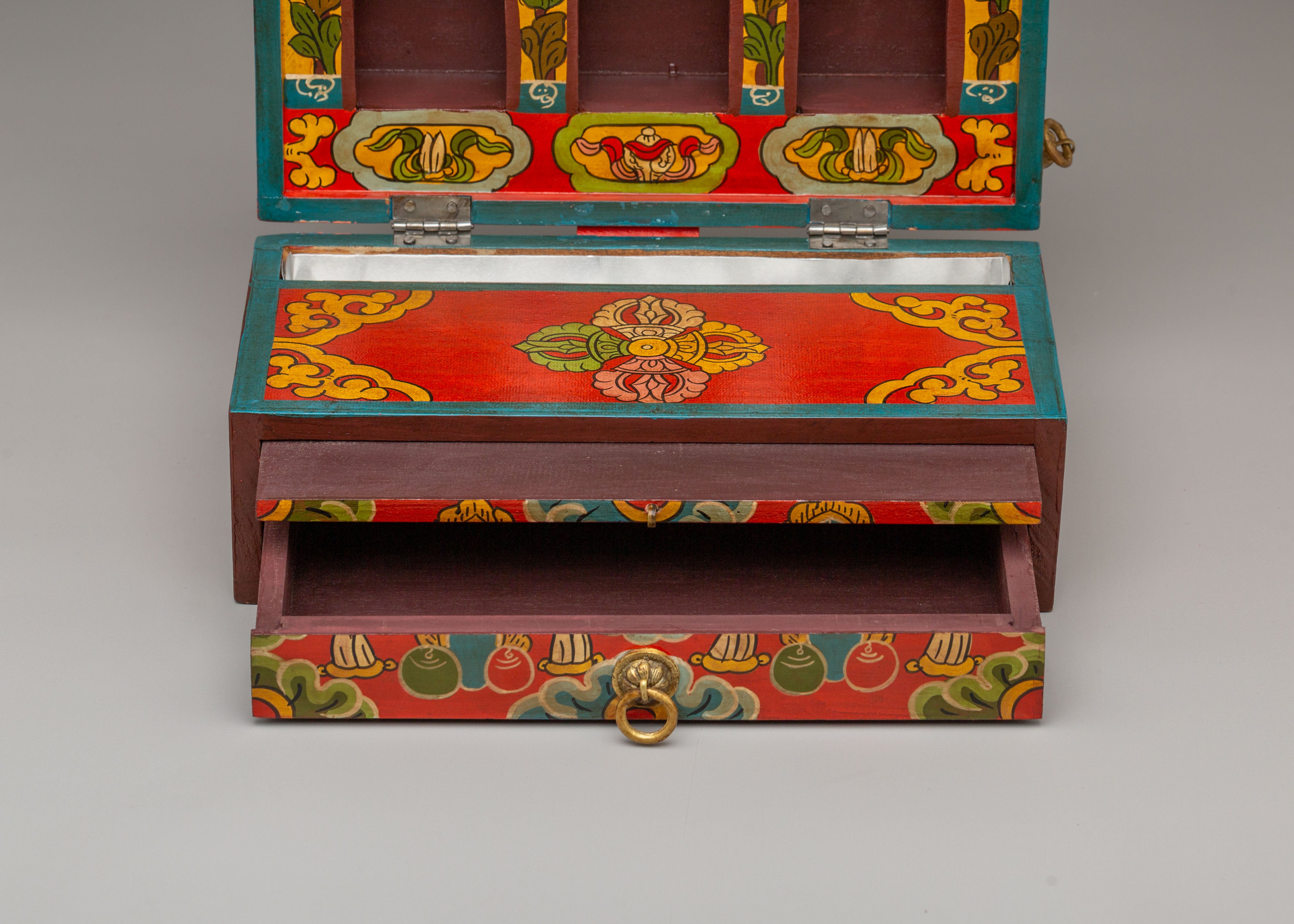 Tibetan Wooden Altar Box | Spiritual Storage Altar Box