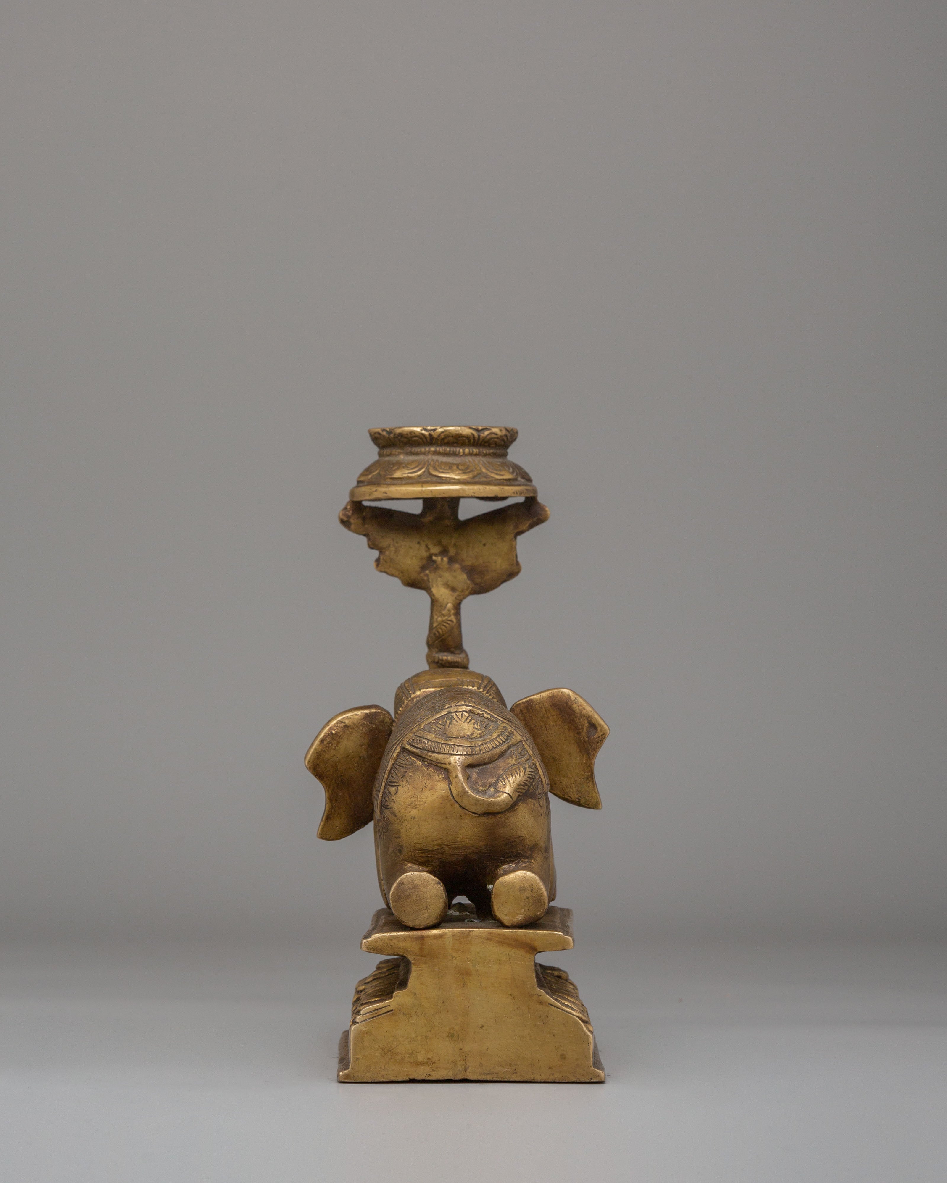 Brass Elephant Oil Lamp | Home Decor and Spiritual Practices
