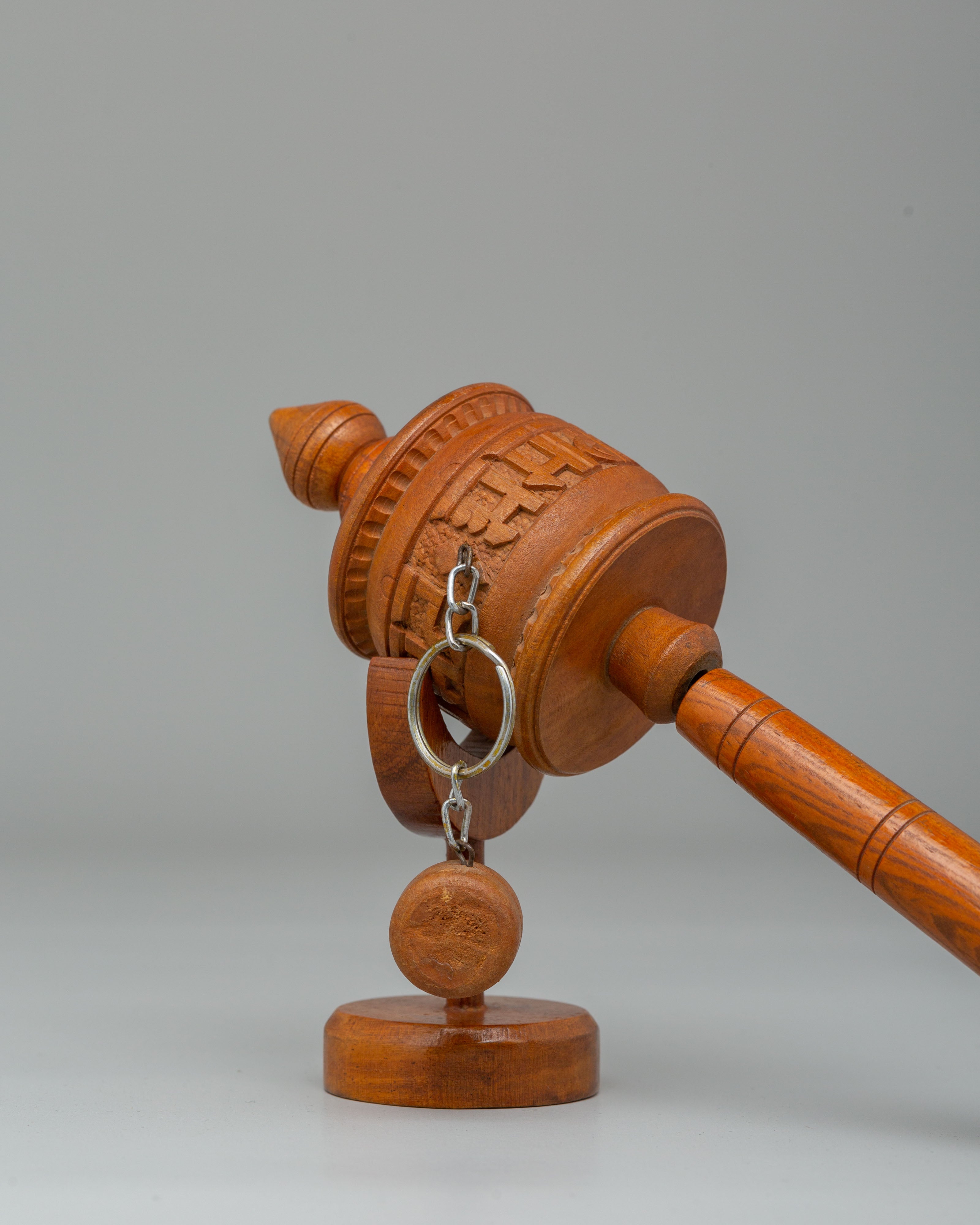 Wooden Himalayan Ritual Prayer Wheel | Buddhist Spiritual Decor for Prayer