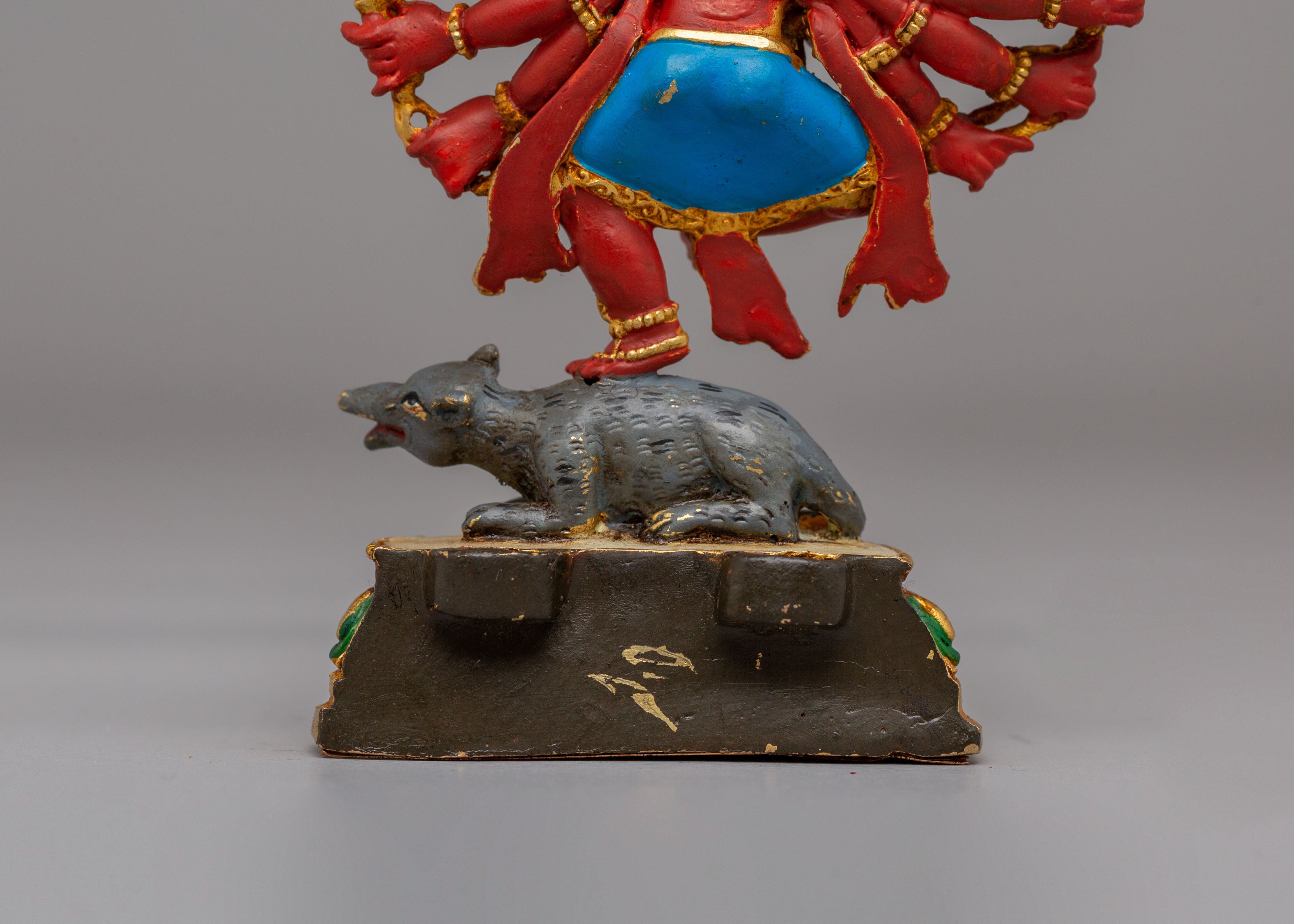 Sacred 12-Armed Maha Rakta Ganesha Statue | Multi-Armed Hindu Deity