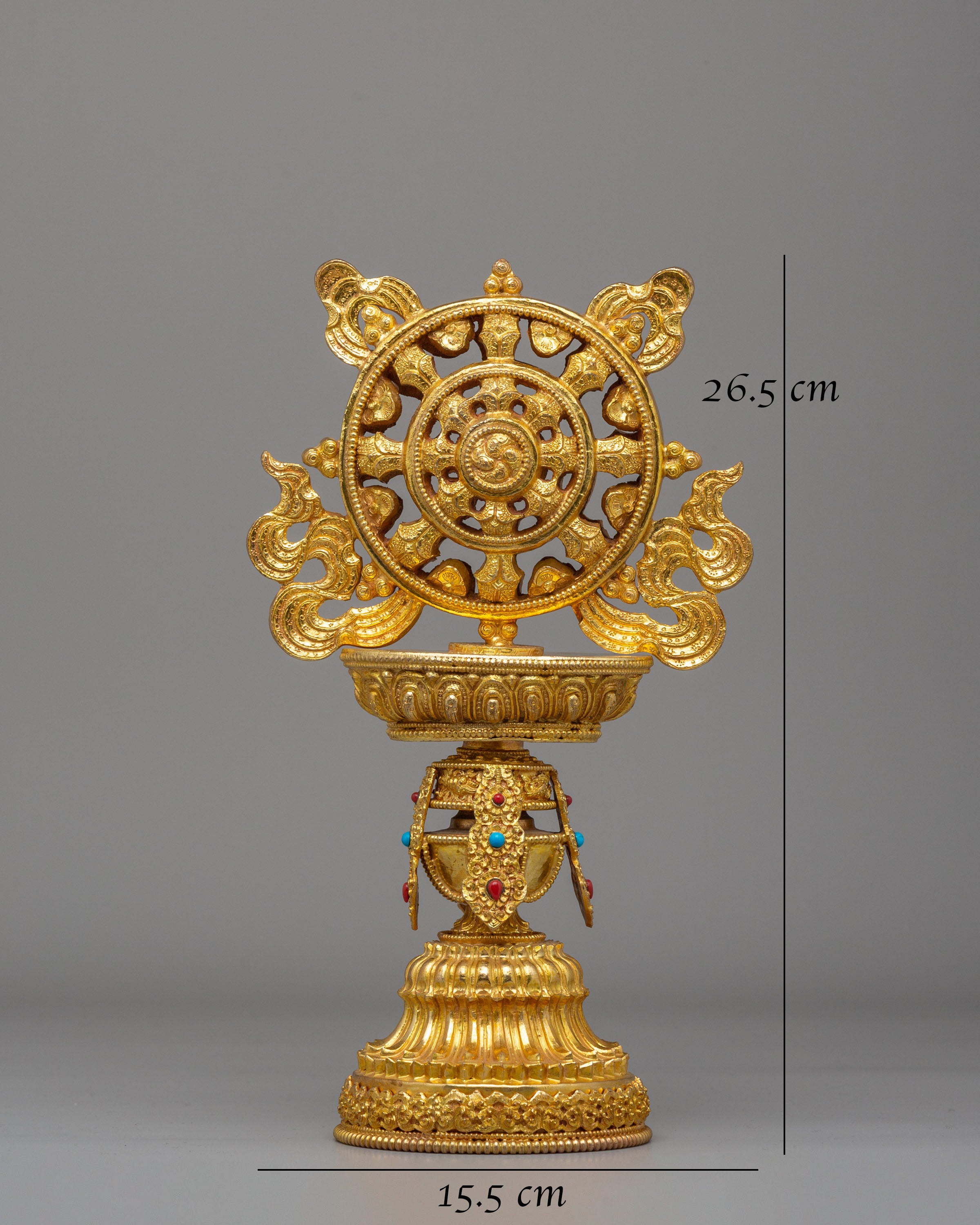 Sacred Dharma Wheel Sculpture | Symbol of Enlightenment