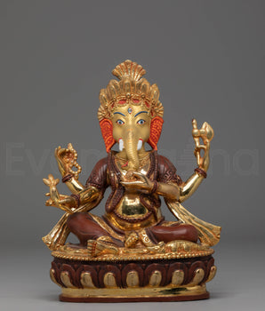  Golden Ganesh Wealth Deity Statue