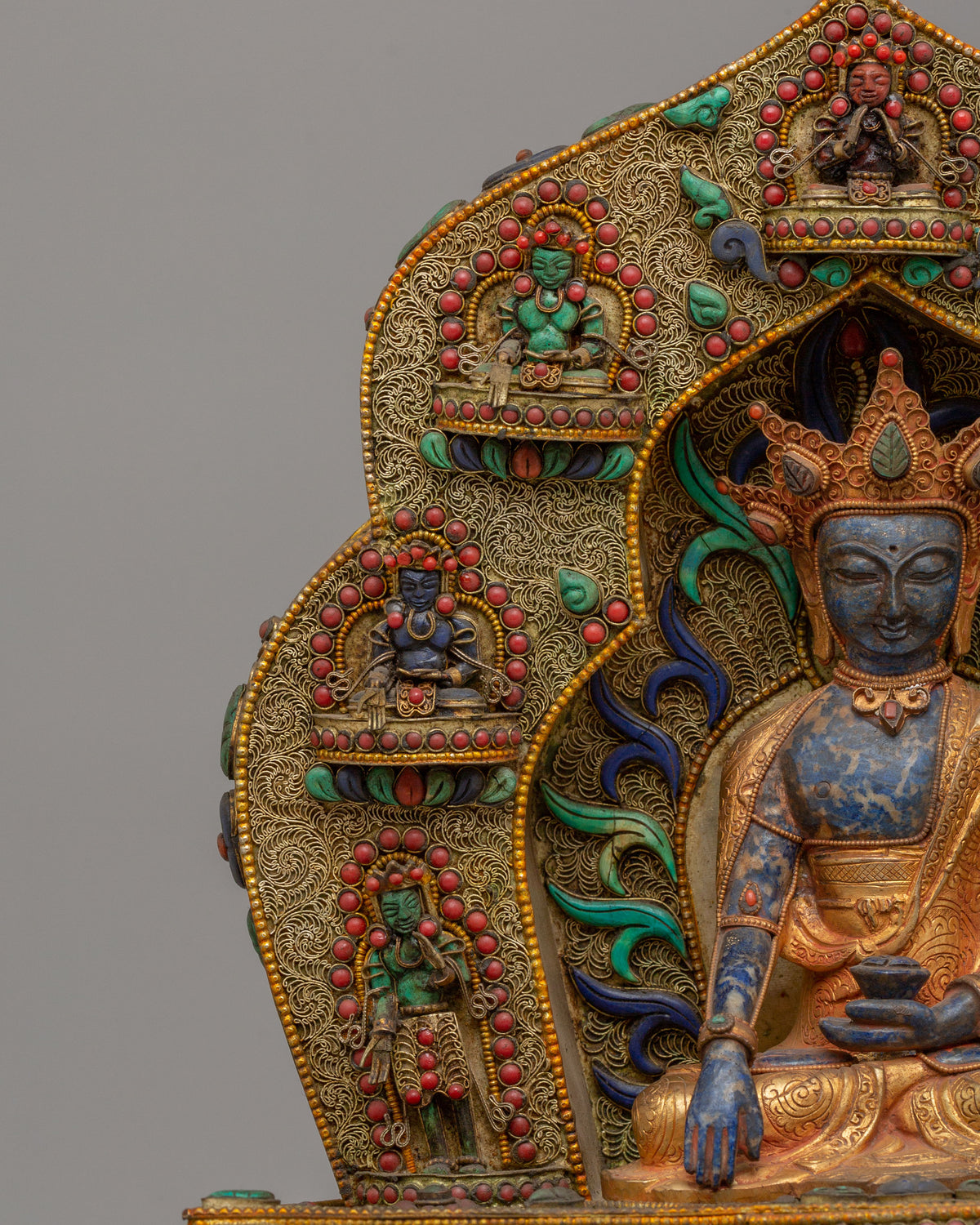 Himalayan Crowned Shakyamuni Buddha Statue | Crowned Buddha Figurine