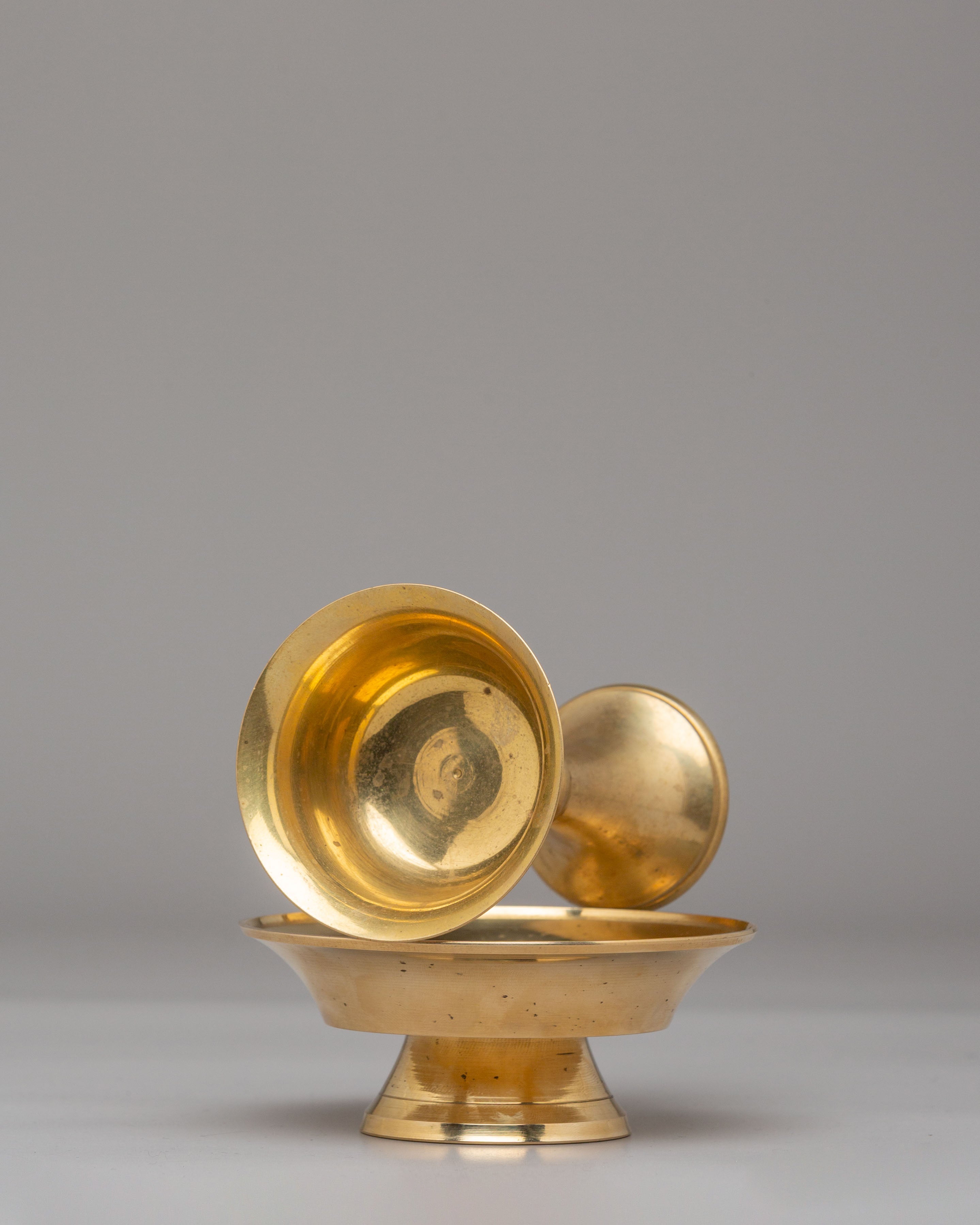 Buddhist Ritual Serkyem Vessel Set | Tibetan Brass Offering Set