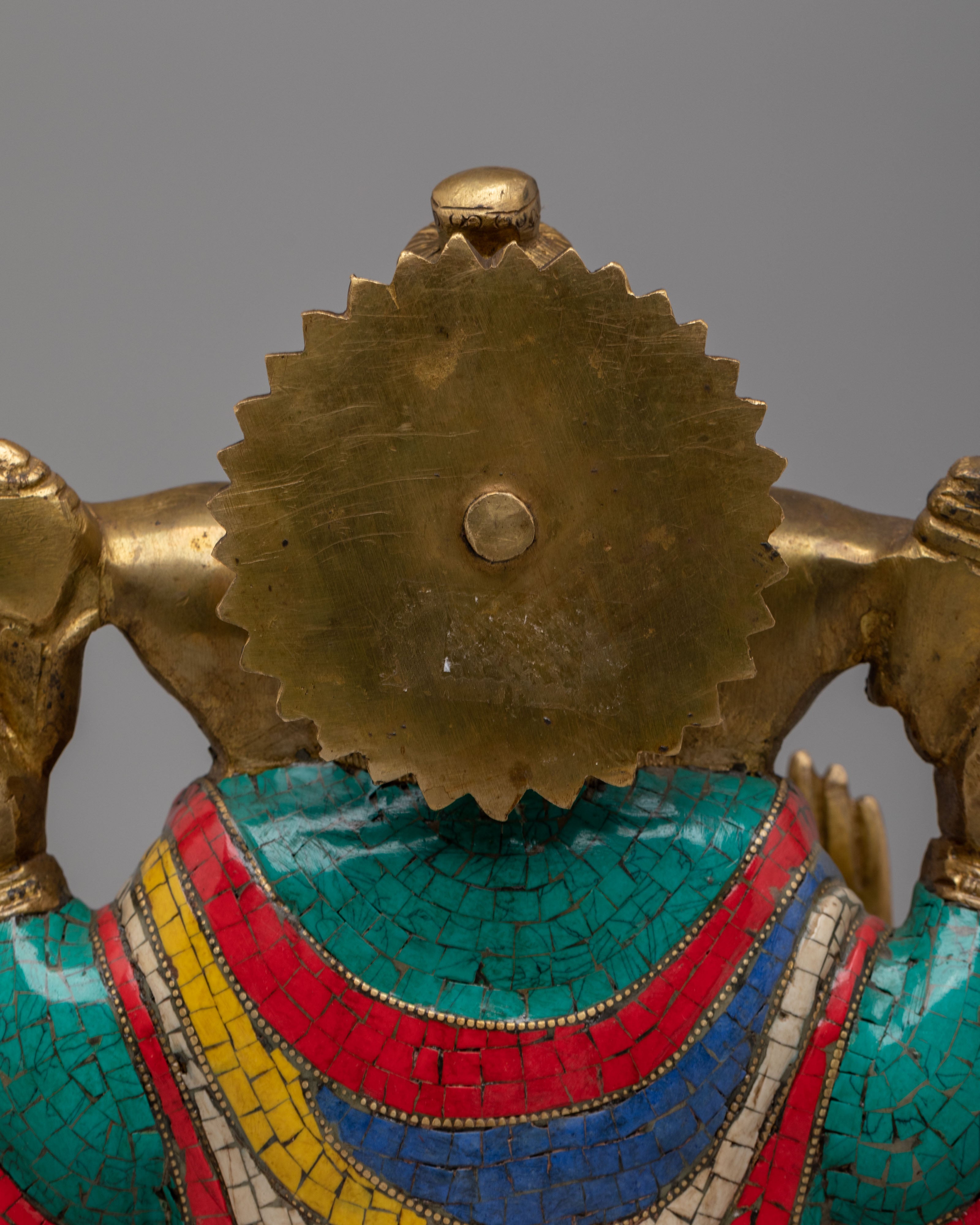 Traditional Hindu Ganesha Statue | Brass Gemstone Hindu Deity Sculpture