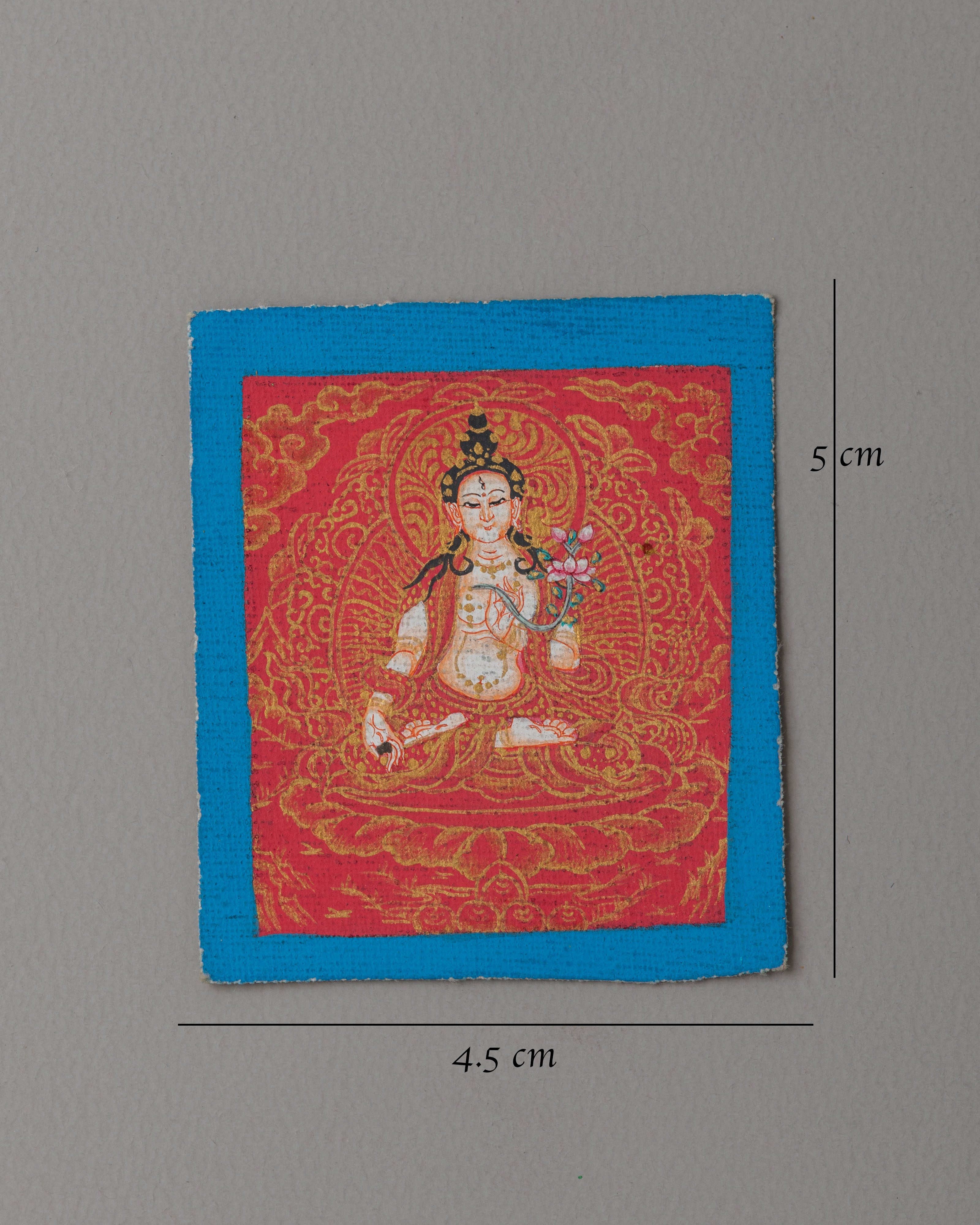 Handmade White Tara Thangka for Locket | Perfect Spiritual Pendant