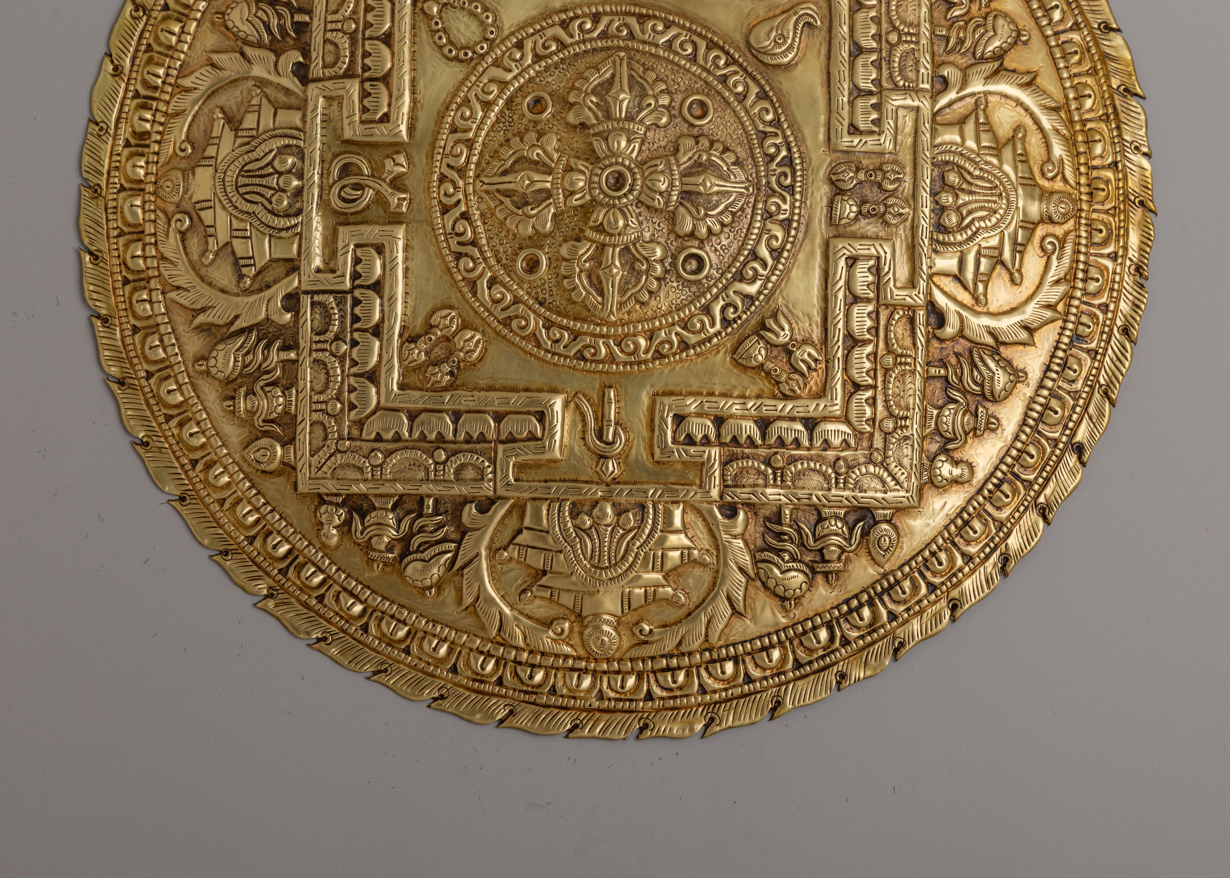 Handcarved Mandala Wall Hanging | Gemstone Inlaid