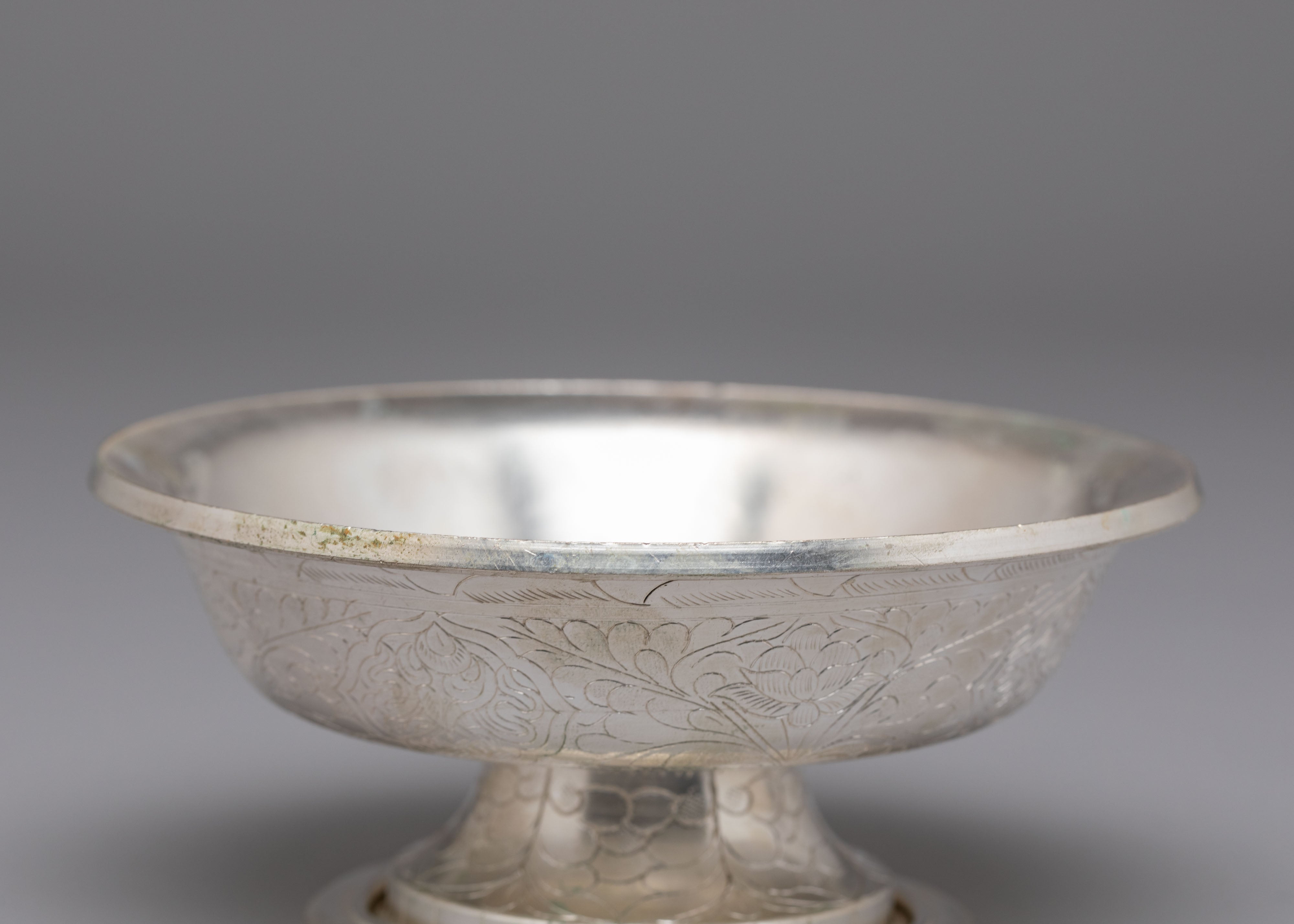 Silver Plated Serkyem Offering Set | Handcrafted Ritual Vessel for Meditation