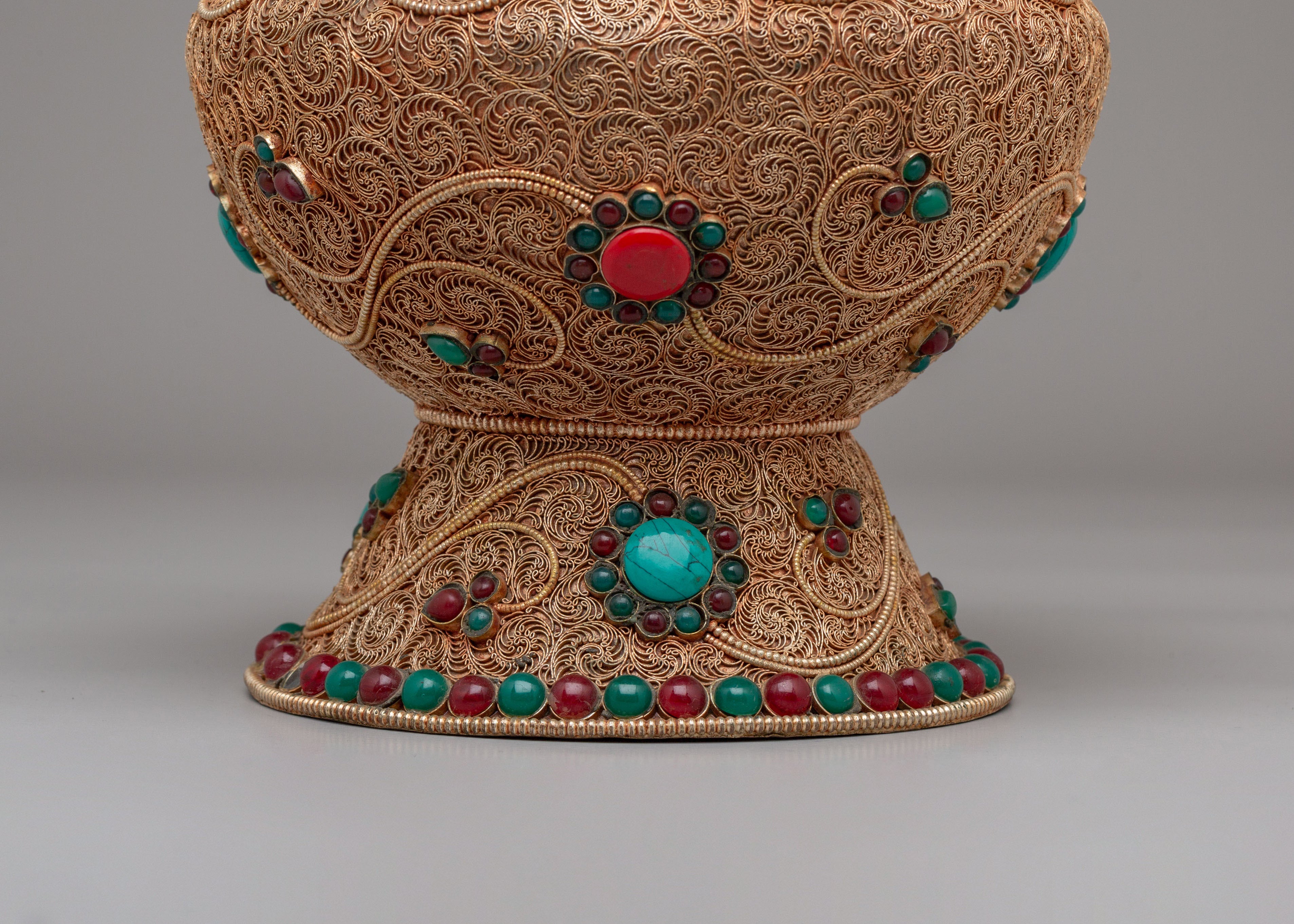 Tibetan Filigree Rice Pot | Handcrafted Ritual Vessel