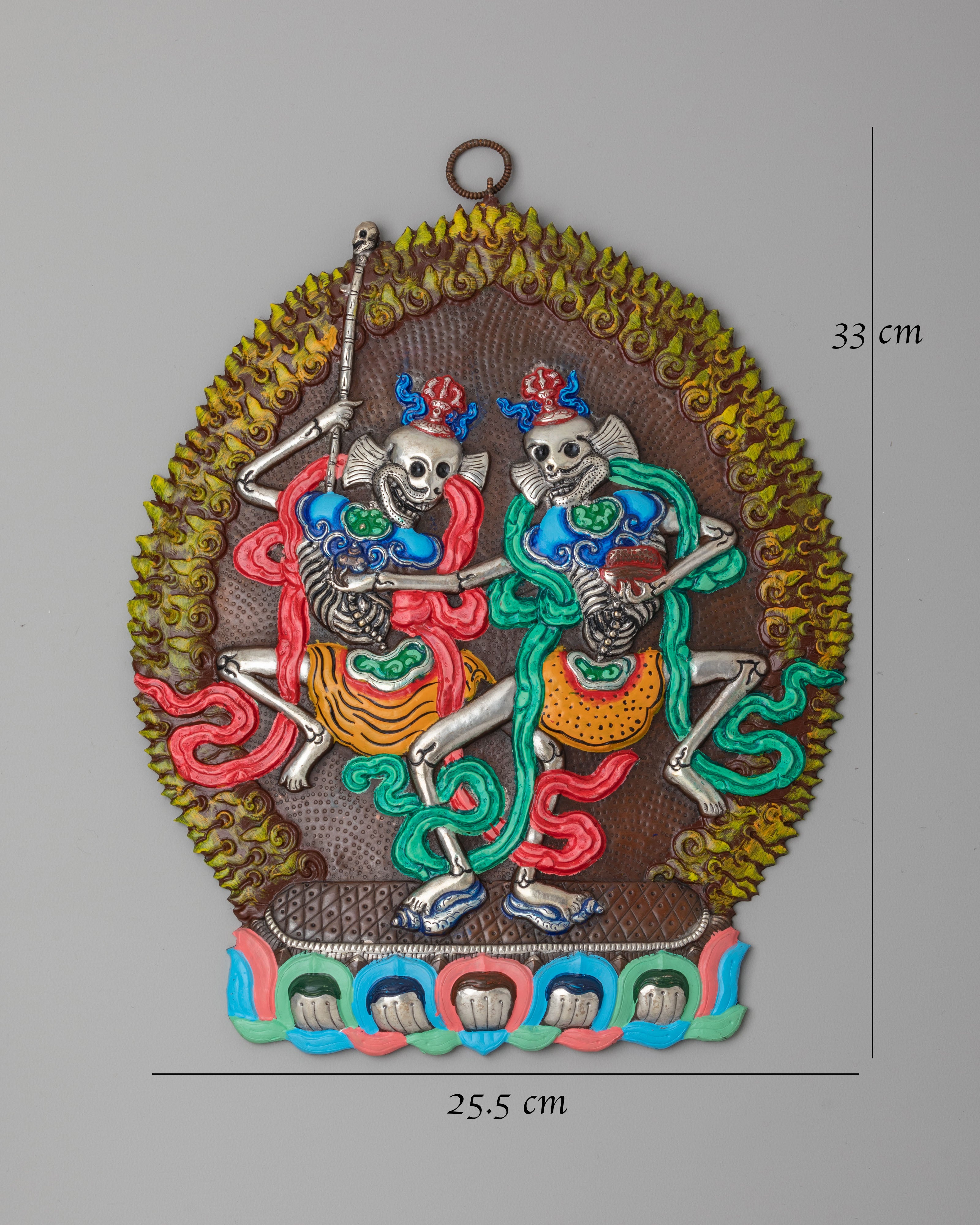 Citipati Dharmapala Wall Hanging | Handcrafted Tibetan Protector Deity Artwork