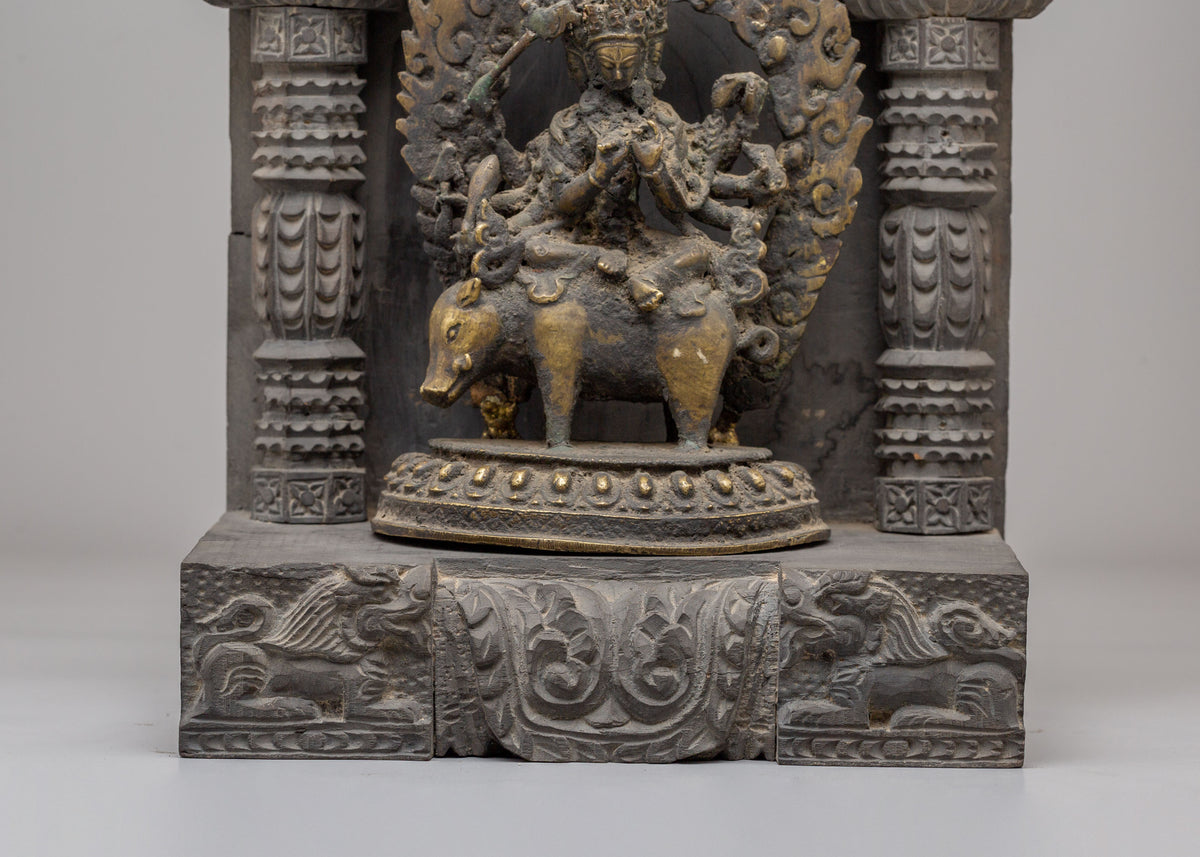 Tibetan Buddhist Marichi Statue | Handmade Brass and Wood Deity Sculpture