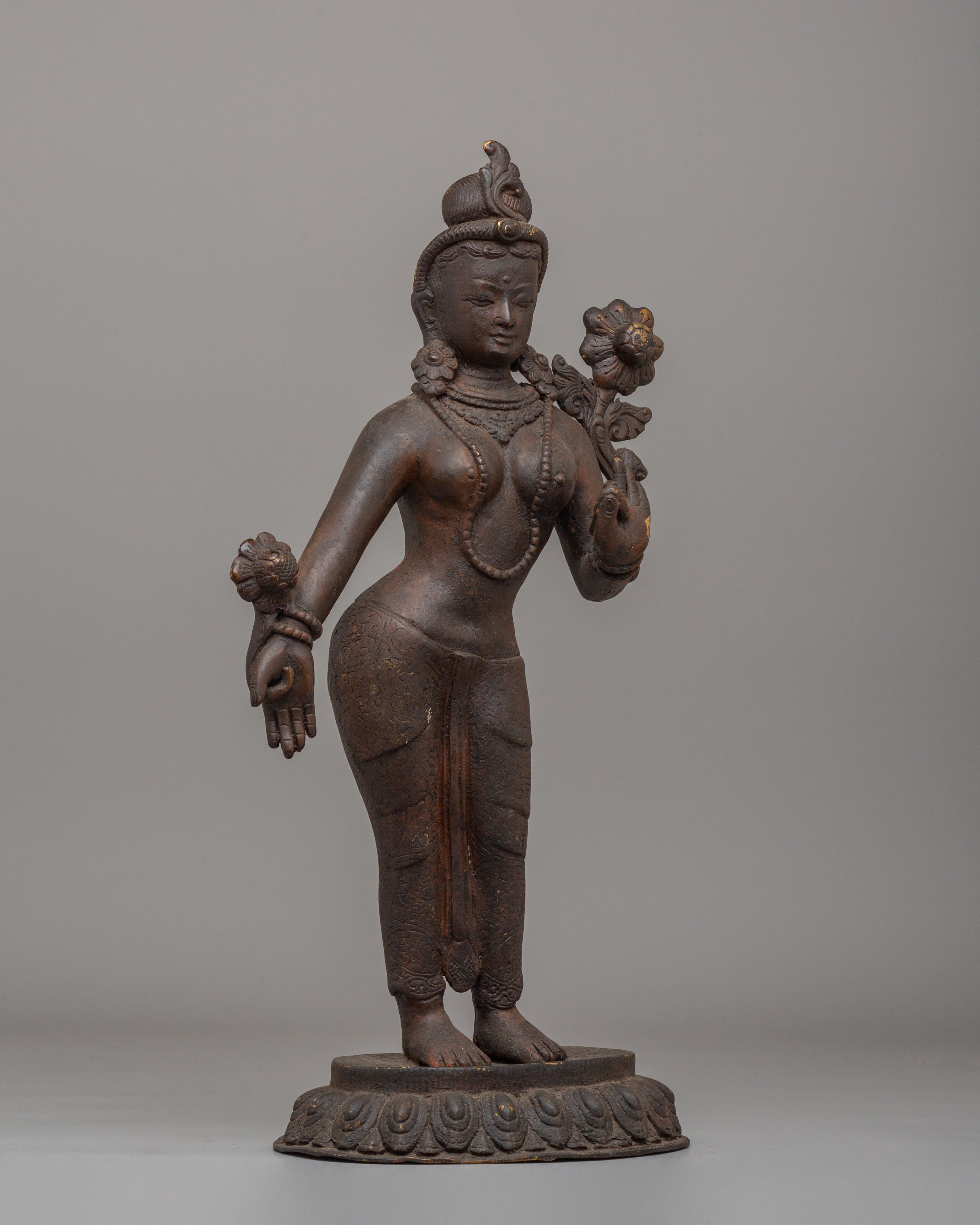 Himalayan Standing Tara Statue | Antique Finish Sculpture