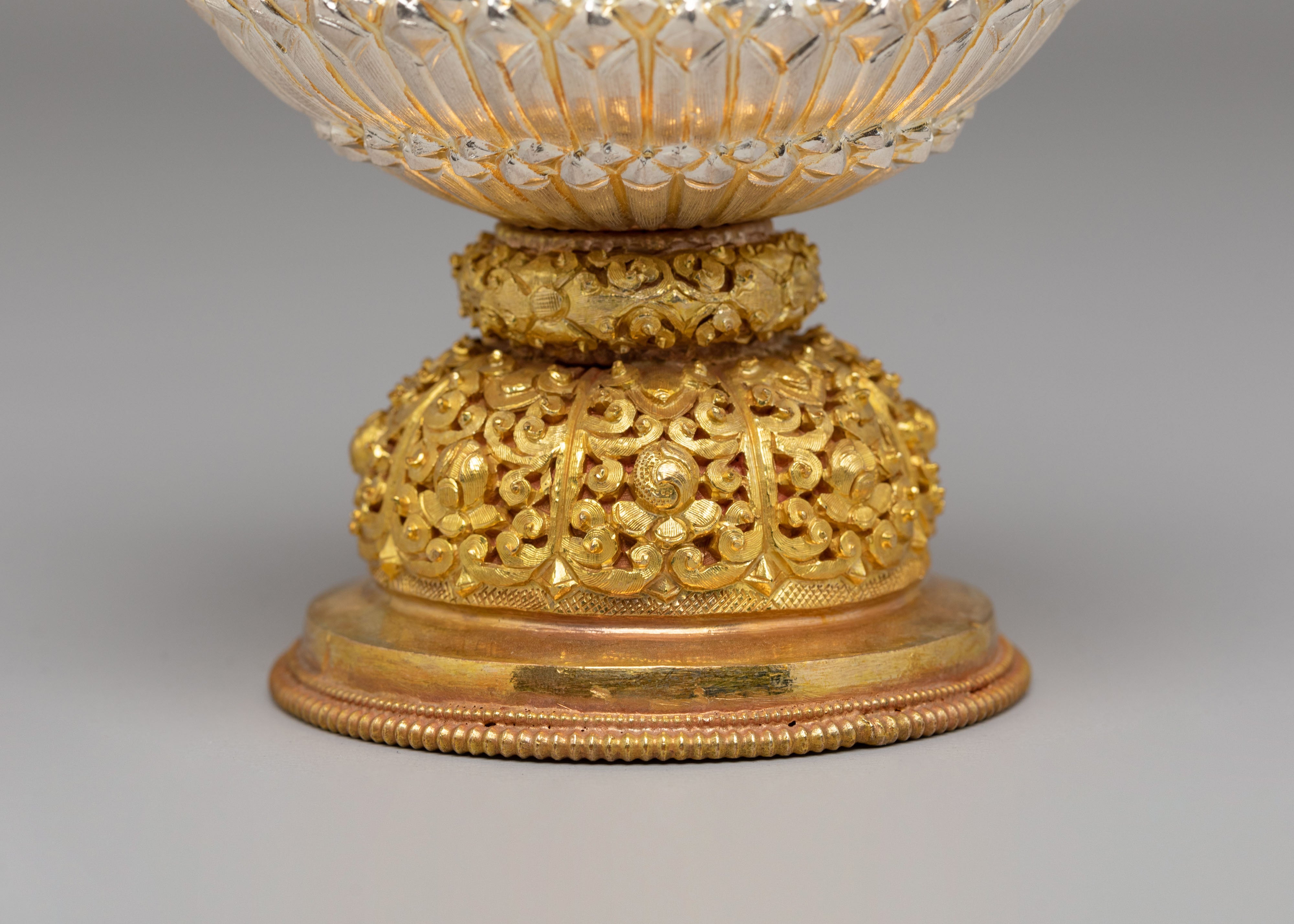 Ceremonial Buddhist Rice Pot | Sacred Altar Offering Vessel