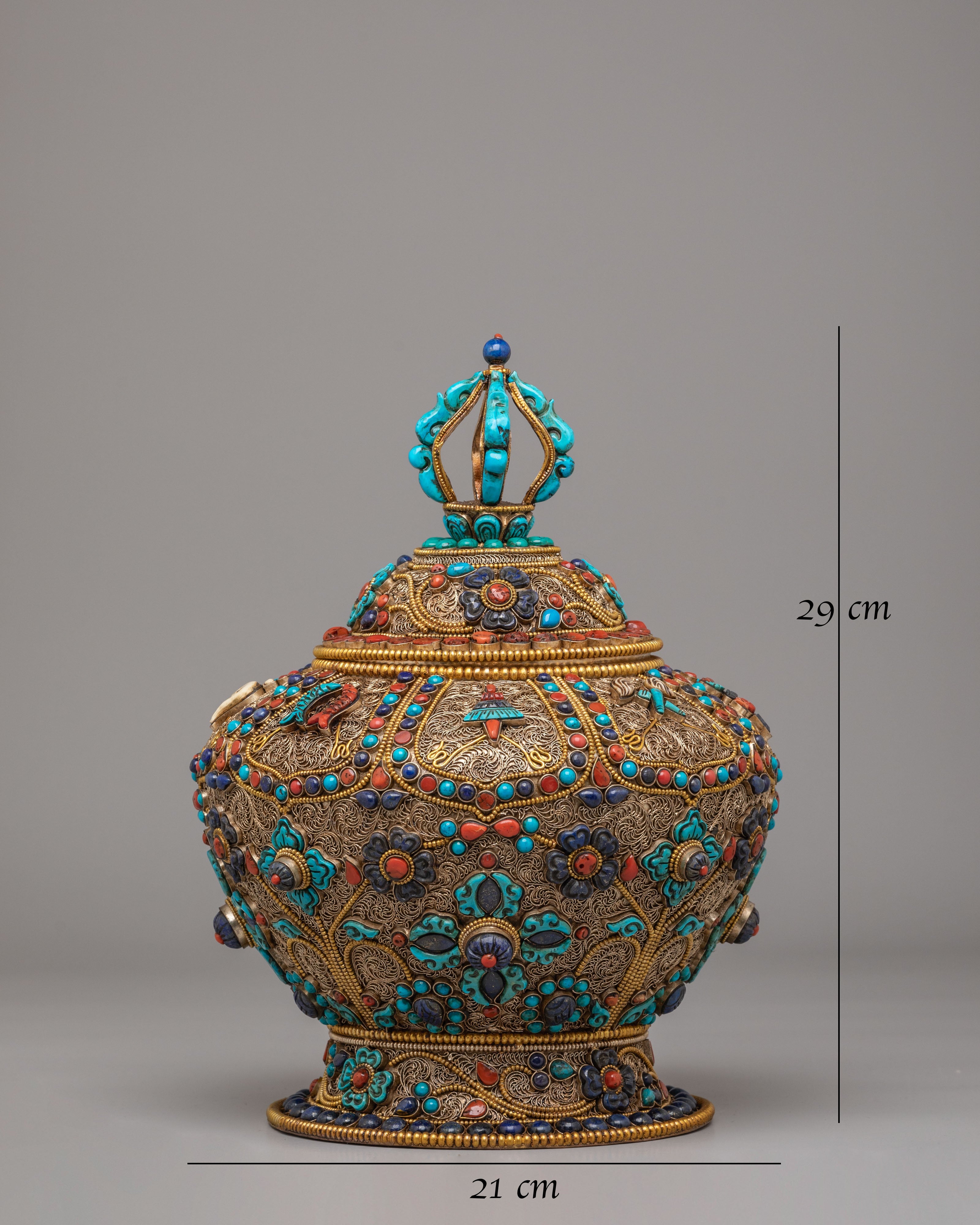 Ceremonial Ritual Rice Pot | Tibetan Ceremonial Offering Vessel