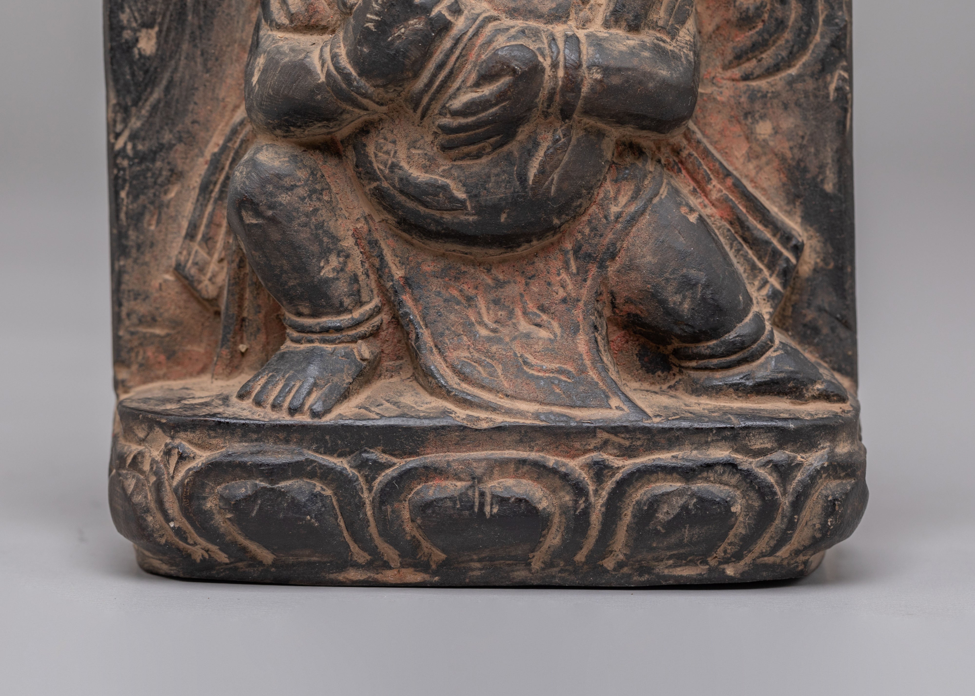 Vajrayana Mahakala Altar Statue | Handcarved Stone Mahakala Art