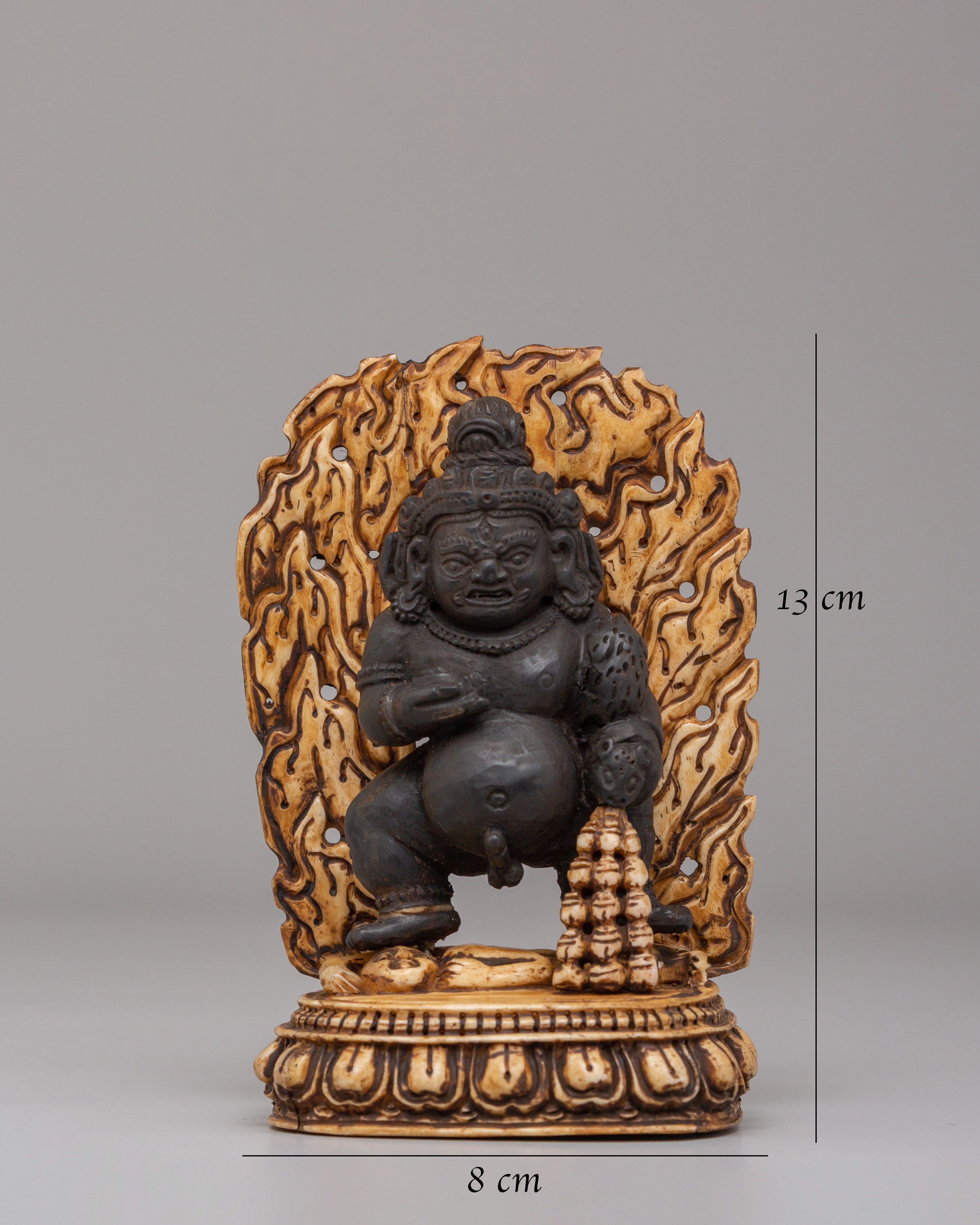 Black Dzambhala Wealth Deity Statue | Buffalo Bone Buddhist Deity Sculpture